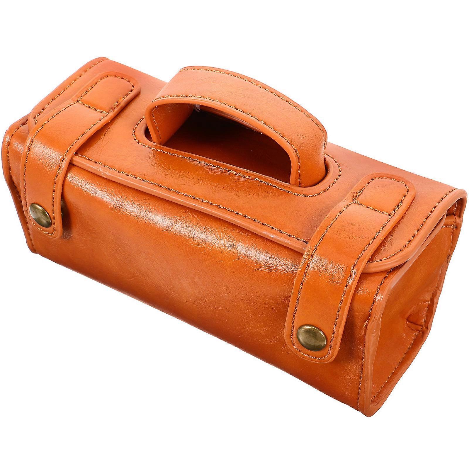 Brown PU Travel Case for Storage 2Pcs Pack