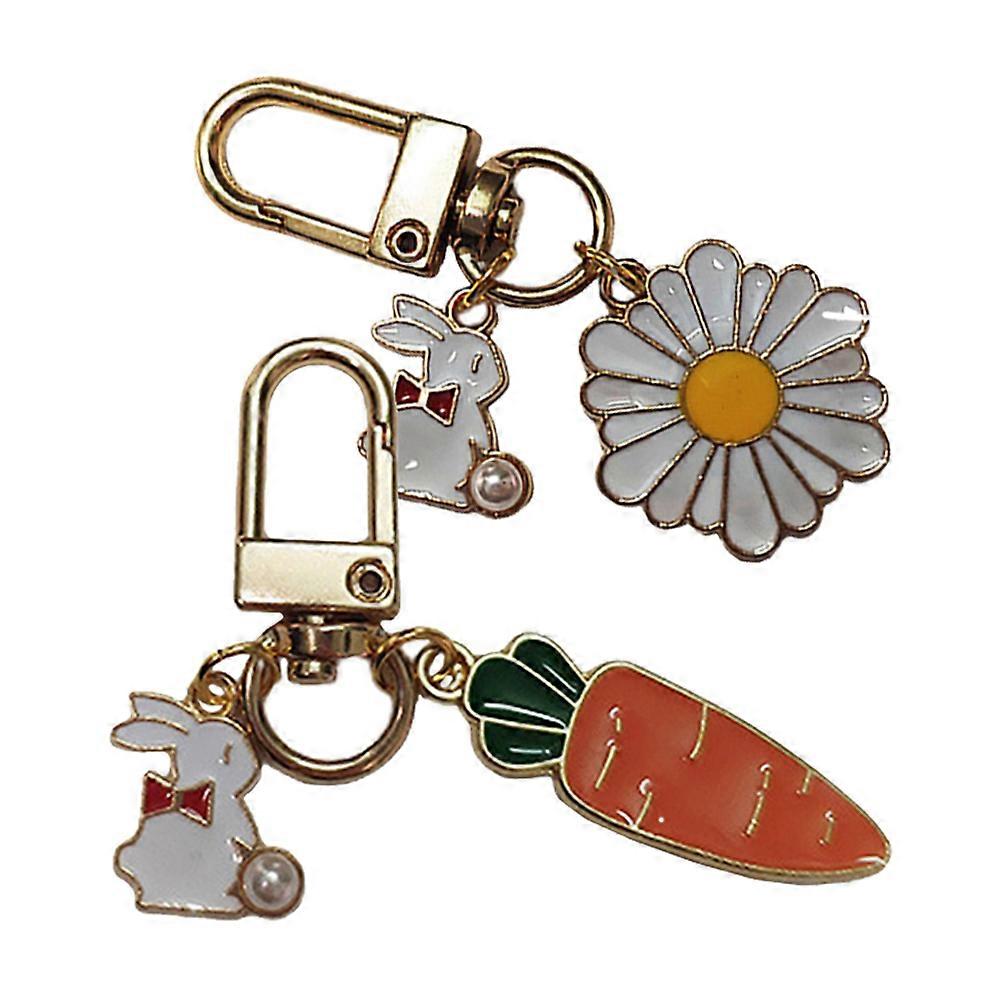 Rabbit Key Ring Carrot Shape for Decoration 6Pcs Bag Accessory Metal