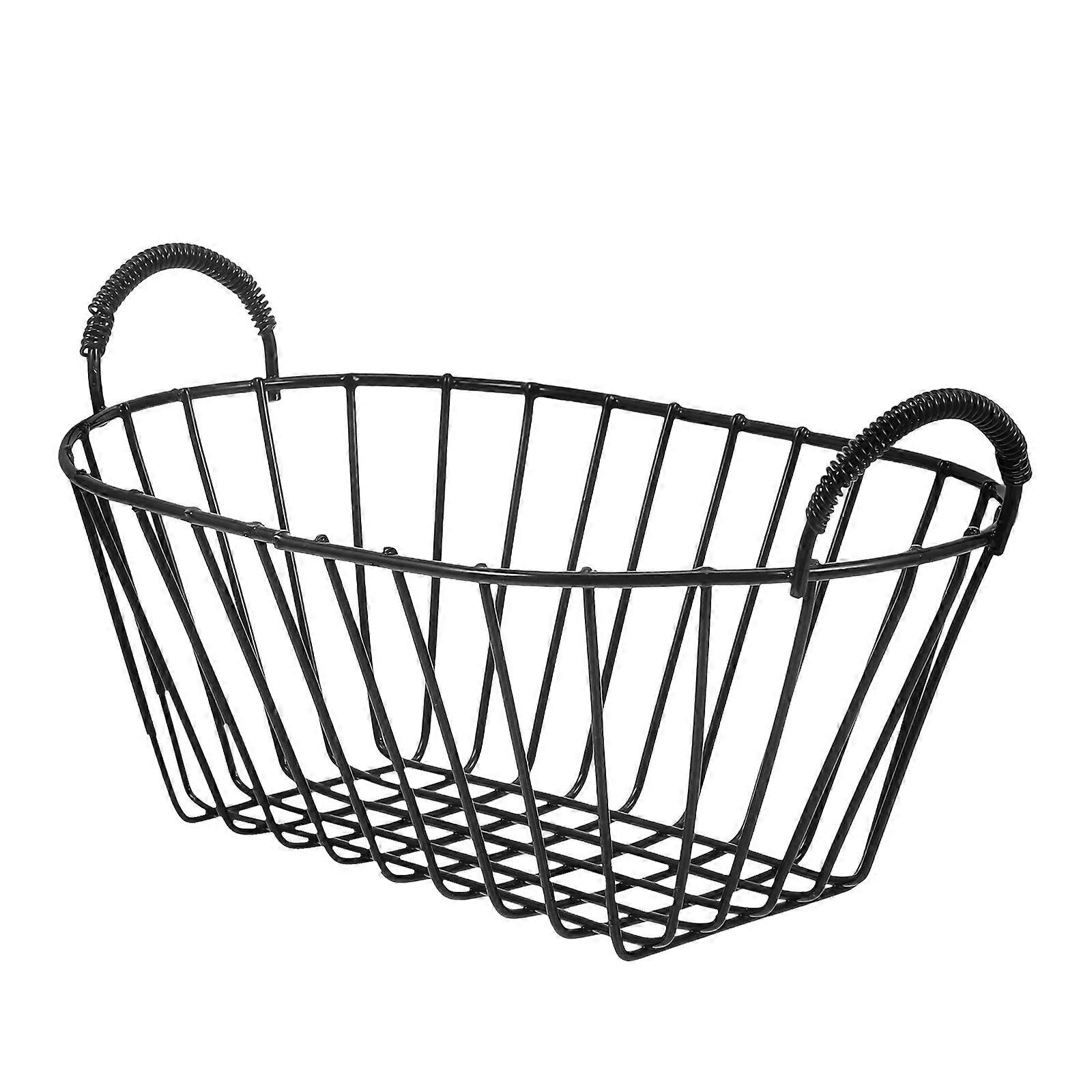 Iron Wire Fruit Basket for Storage Use 4Pcs Black Metal Organizer