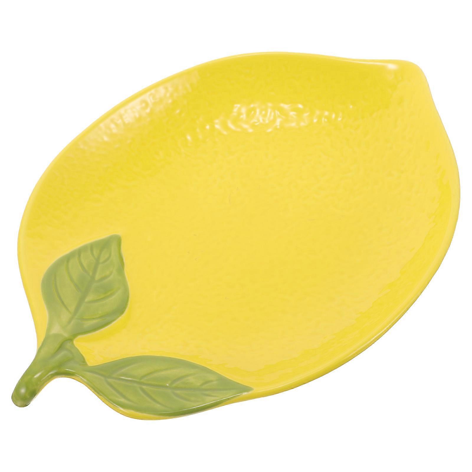 Lemon Shaped Ceramic Dish for Food Serving 4Pcs Yellow Ceramic Material