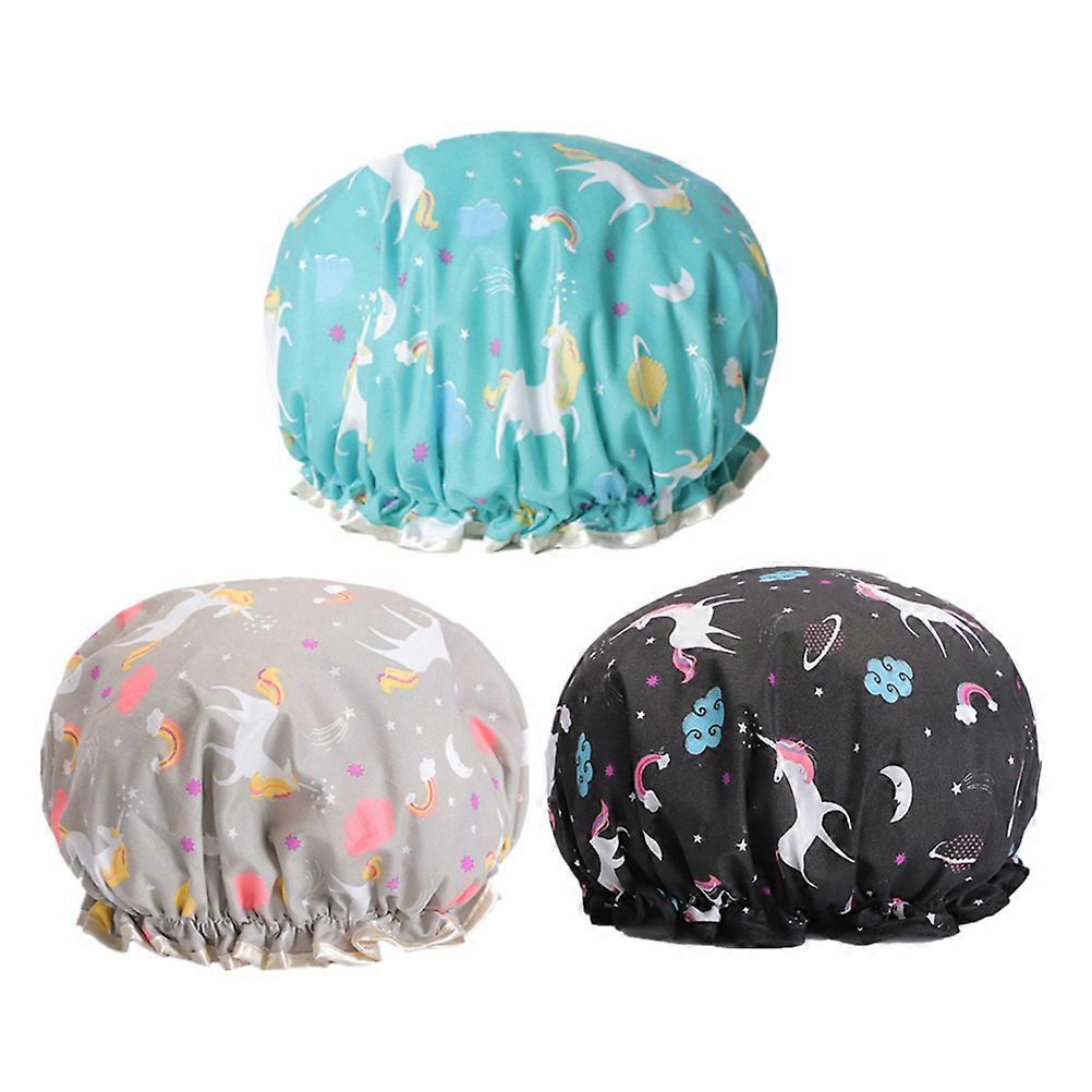 Cartoon Unicorn Bathing Cap Waterproof Shower Caps for Bath 9Pcs