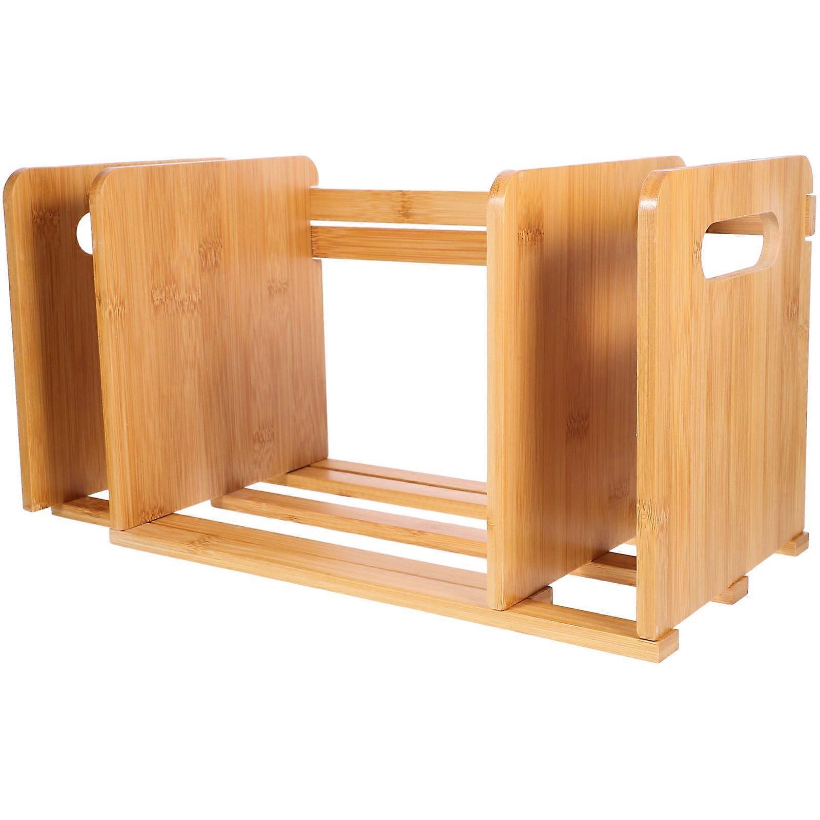 Desktop Wood Bookshelf Adjustable Book Rack for Storage 2Pcs