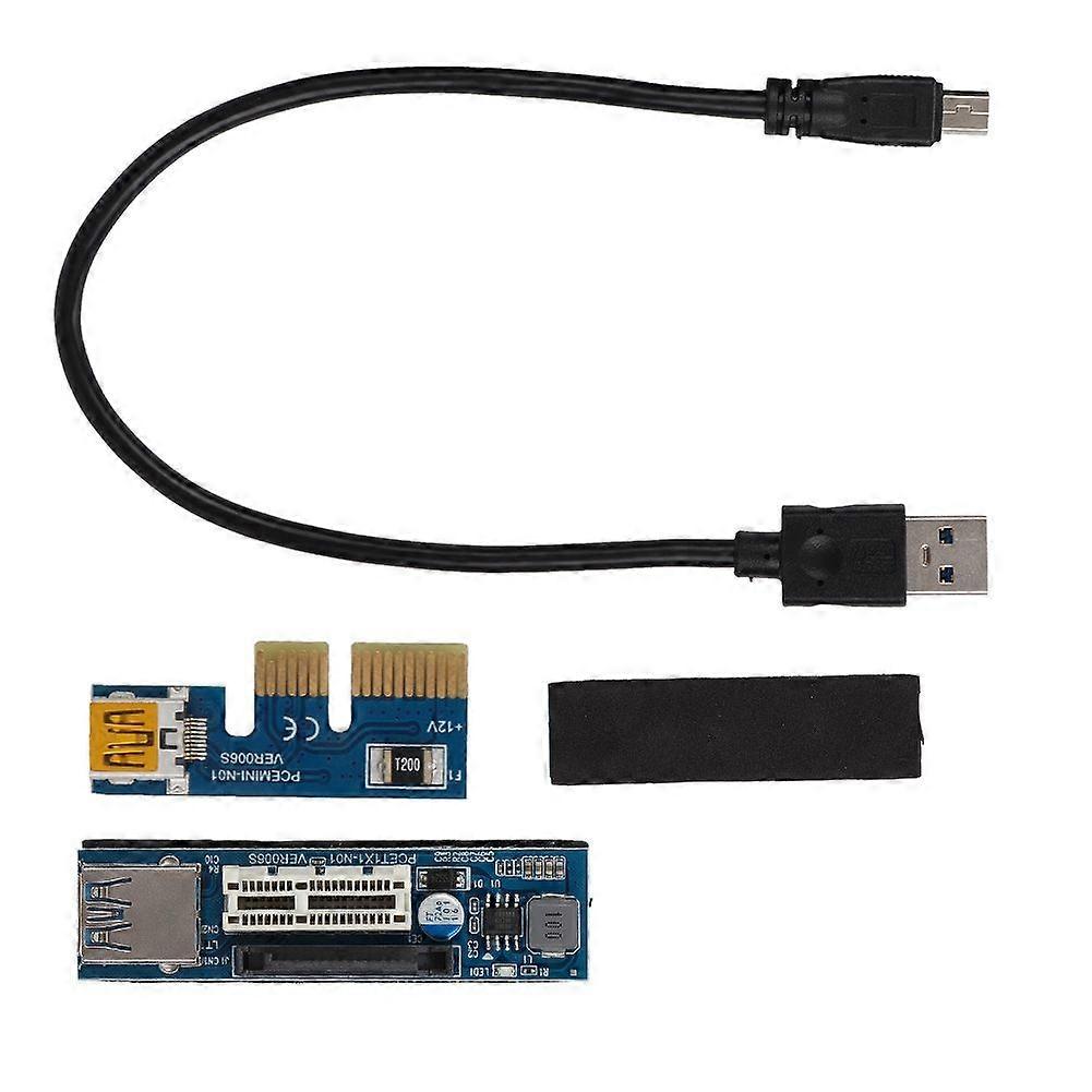 PCI-E 1X Extension Cable Cord Riser Card Power USB Extender 30cm Black