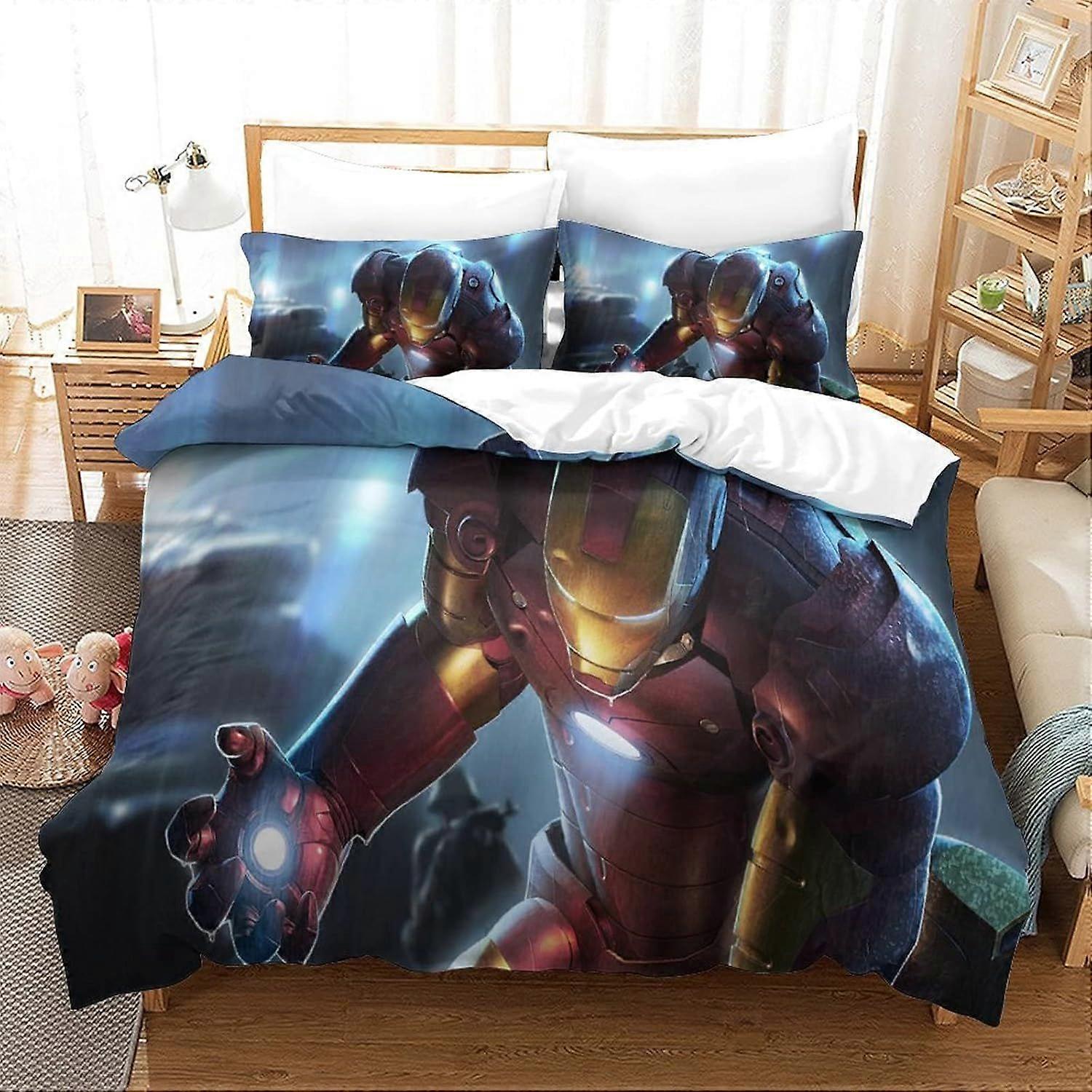 xzz647 Iron Man Duvet Cover Set Bedding Set Duvet Cover Movie Poster Single 140X200CM