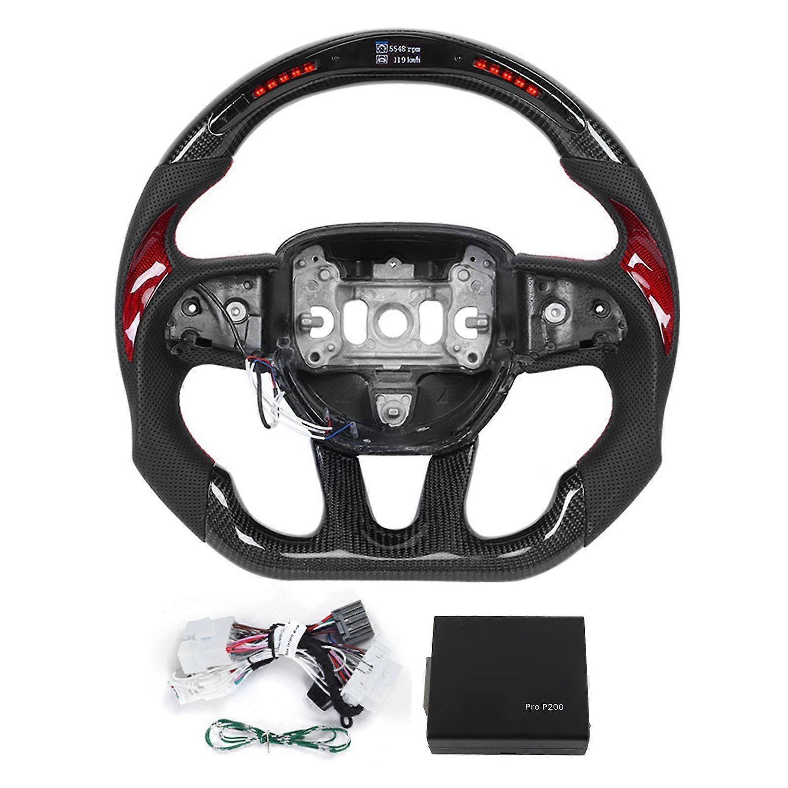 Carbon Fiber Steering Wheel LED Race Digital Display Shift Lights Fit for HELLCAT 20152020