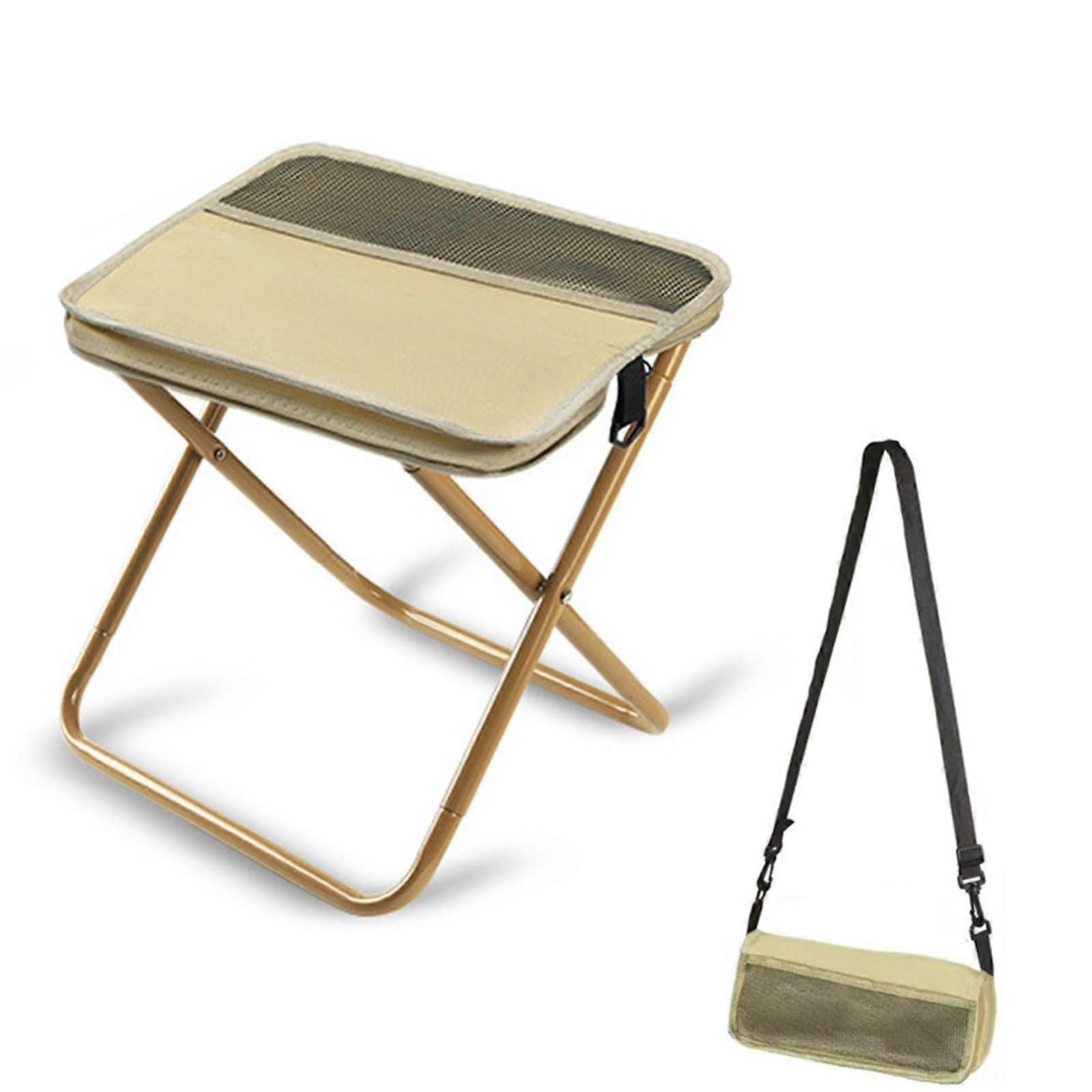 Camping Stools Portable Folding Stool 260Lb Capacity Lightweight Khaki Outdoor Camping Chair Travel BBQ