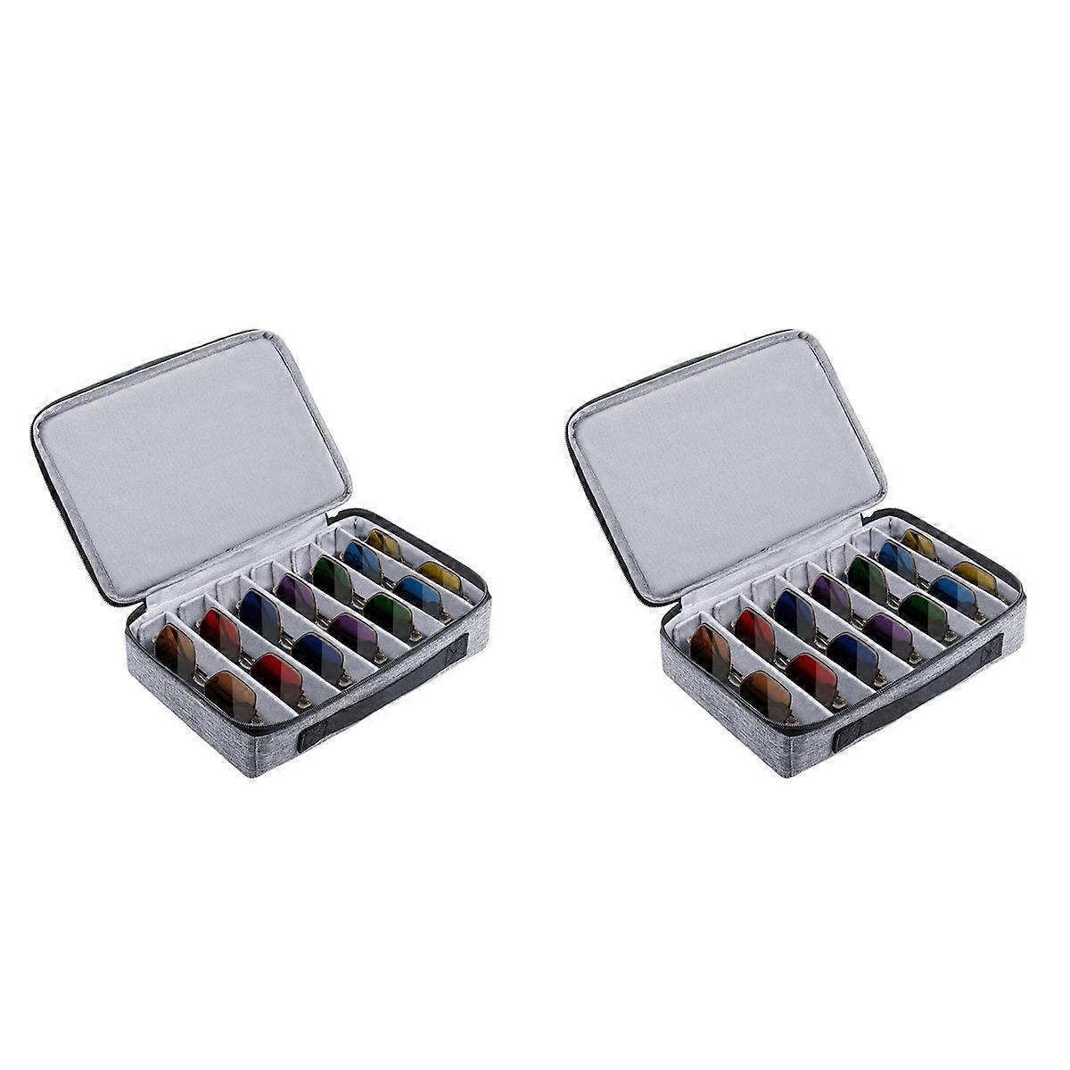 2X Travel Sunglasses Organizer Case, Adjustable Slot for Multiple Pairs, Portable Eyeglasses Storage