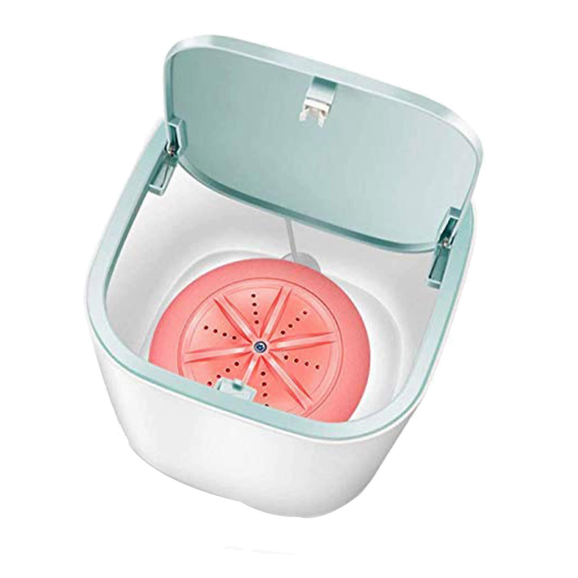 Mini Washing Machine with Rotating Ultrasonic Turbine, USB Charging Compact Portable Washer for Camping, Dorms, and Travel, Pink