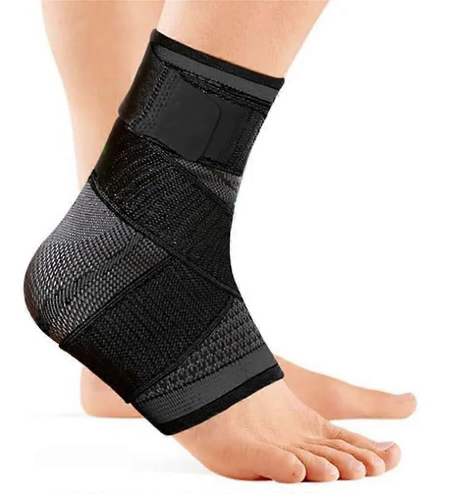 Adjustable Ankle Support Compression Ankle Brace With Strap For Running Basketball Soccer Outdoor Gym Black Size M 1PC