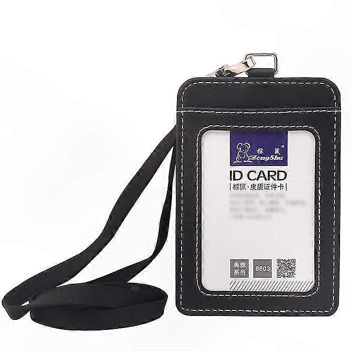 Porte-carte d'identité vertical en cuir synthétique, cordon tour de cou pour badges et étuis