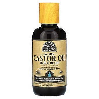Okay Pure Naturals, Óleo de Rícino para Homens, Cabelo e Barba, 118 ml (4 oz)