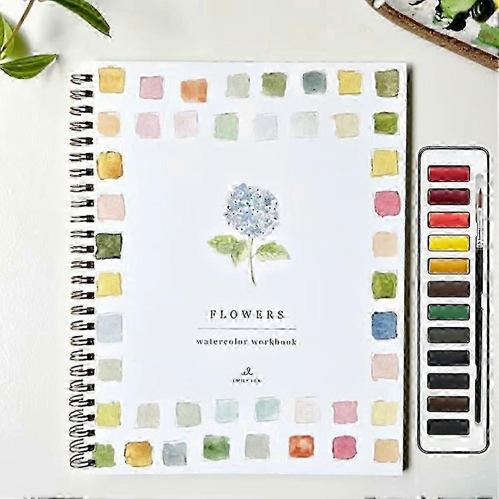 2025 Watercolor Workbook Flower Watercolor Work Books Simple Painting Projects for Beginners to Calmp