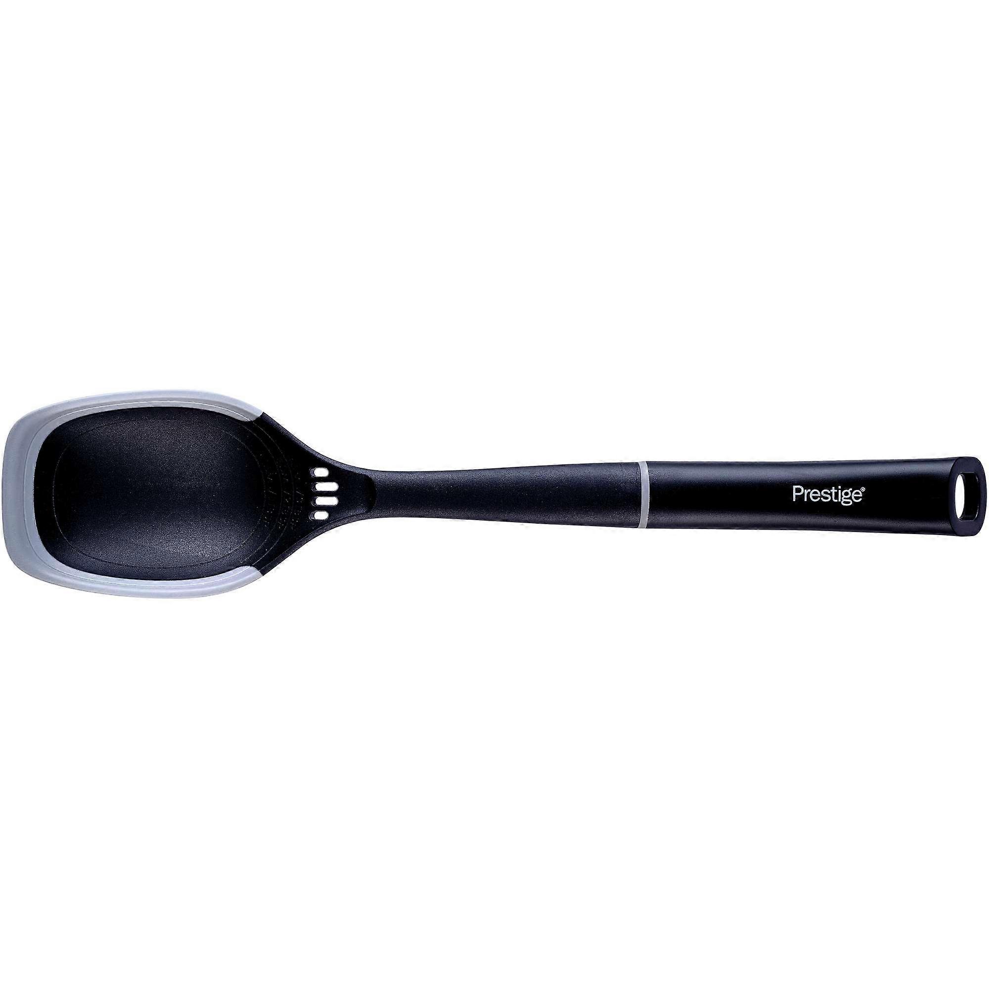 Prestige 2 in 1 Kitchen Tools Solid Spoon Grey Nylon Utensil with Silicone Edge