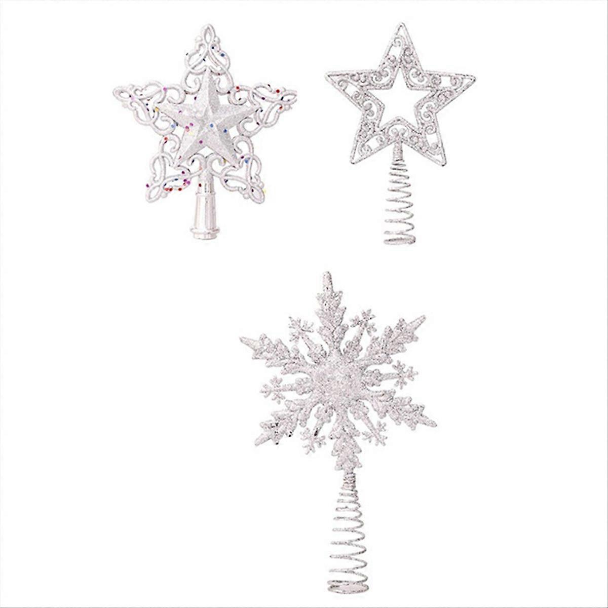 Sparkling Stars Christmas Tree Snowflake Ornaments Silver
