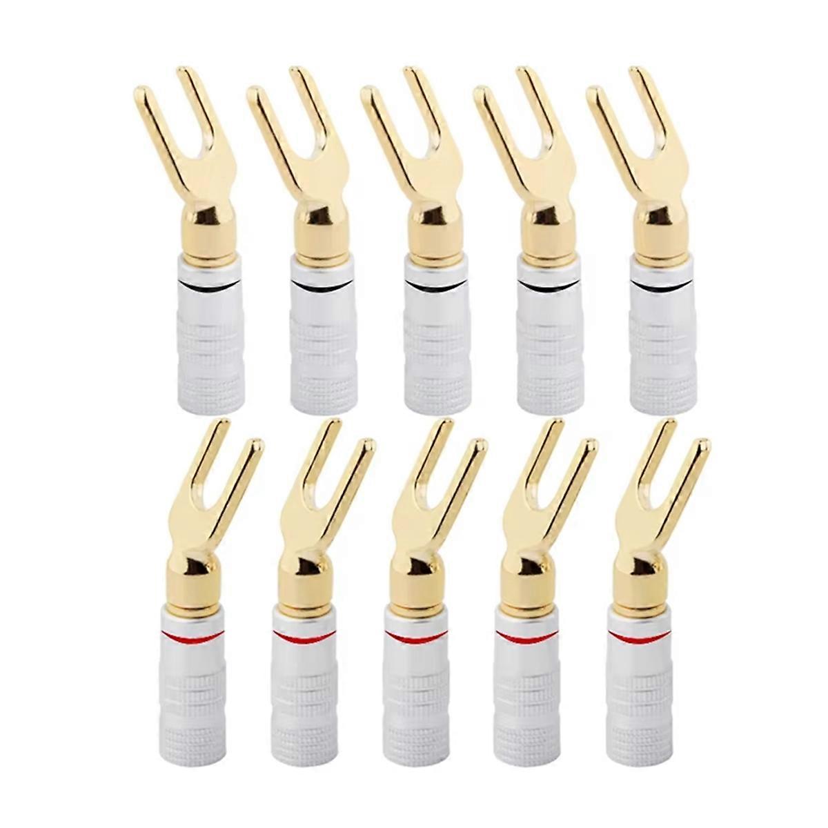 10Pcs Y/U Type Banana Plugs Speaker Audio Cable Wire Connector Screw Lock Fork Spade Plug Banana Connectors