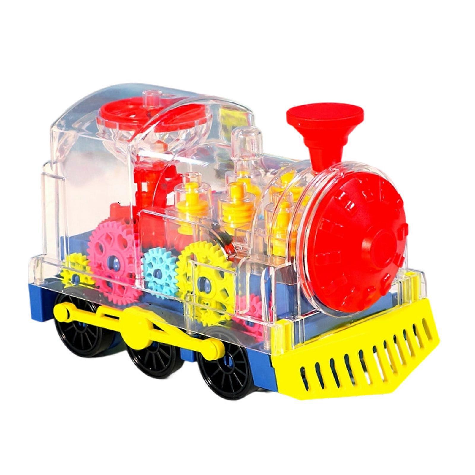 Interaction Flashing Light Music Train Toy for Toddler Obstacle Avoidance Gear Car with Music Educational Toy for Kids Multicolor
