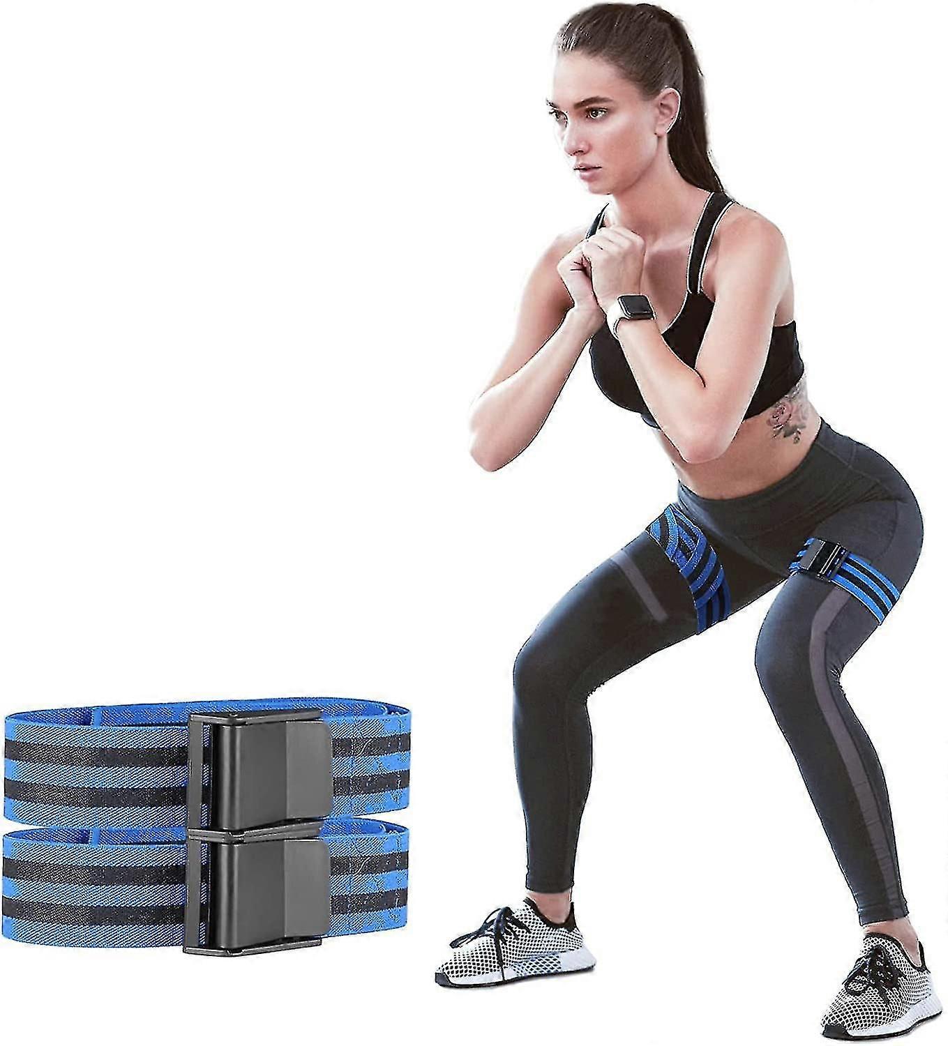 Blood Flow Restriction Band for Women's Glutes and Glutes Workout, Occlusion Training Strap Strap (2 Pieces, Blue)