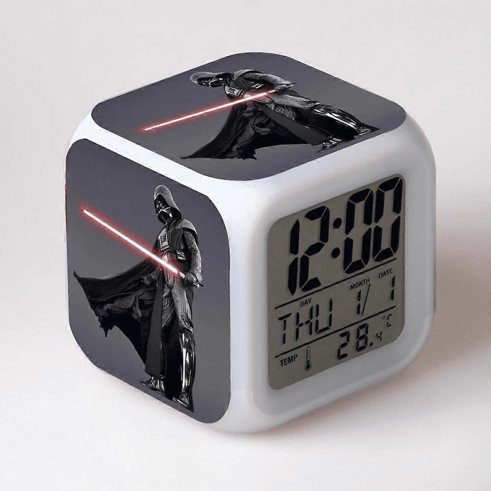 HANNTAOO Digital Alarm Clock for Kids, Star Wars Pattern, 7 Color LED, Thermometer, Night Light - Compatible with A93-2095 HTNL#1568