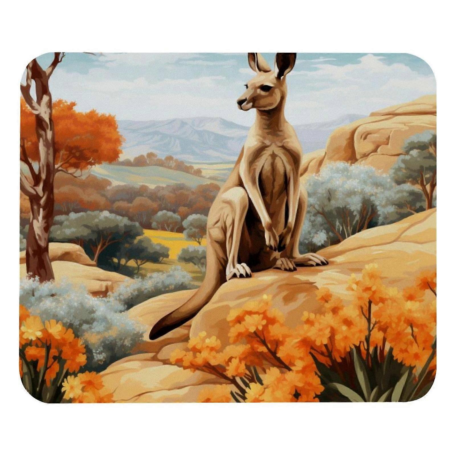 Desk Mat Happy Kangaroo, Small Desk Pad, Gaming Mouse Pad, Mousepad for Desk Rubber Base Mousepad, Keyboard Mouse Mat for Work, Game, Office, Home