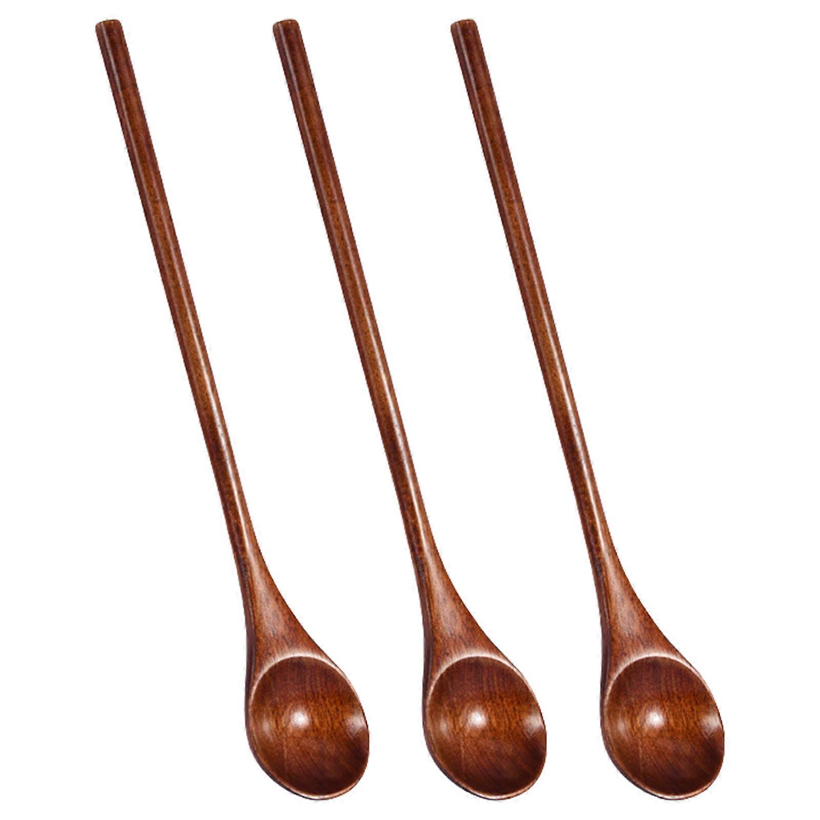 3Pcs Wooden Stirring Spoons Wooden Teaspoons Stirring Spoons for Jams and Teas Perfect for Everyday Use in the Kitchens Multicolor