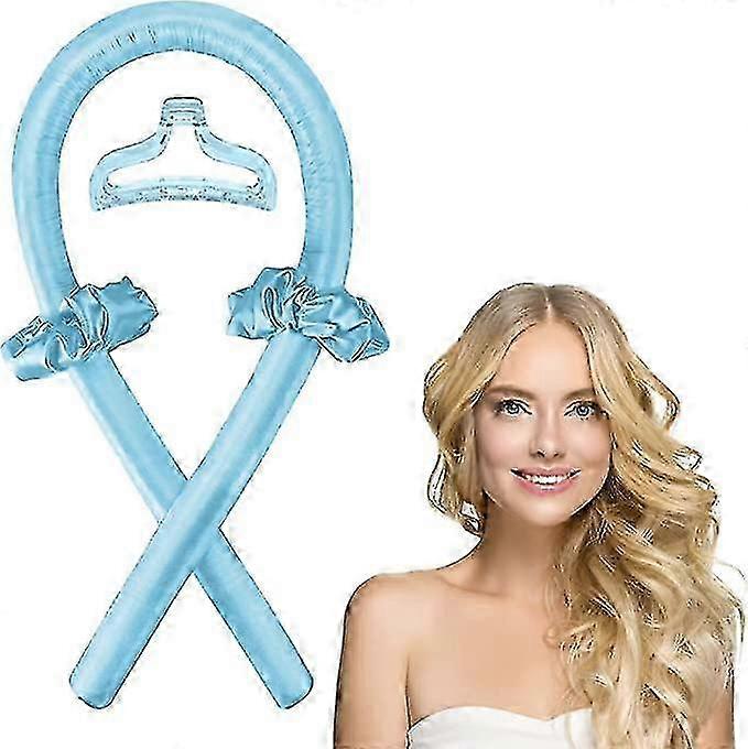 Bandeau de tige de curling sans chaleur, bigoudis pour cheveux longs, ruban de soie douce Rouleaux de cheveux endormis Wave Curls Lazy Curler Set Diy Outils de coiffure (bl