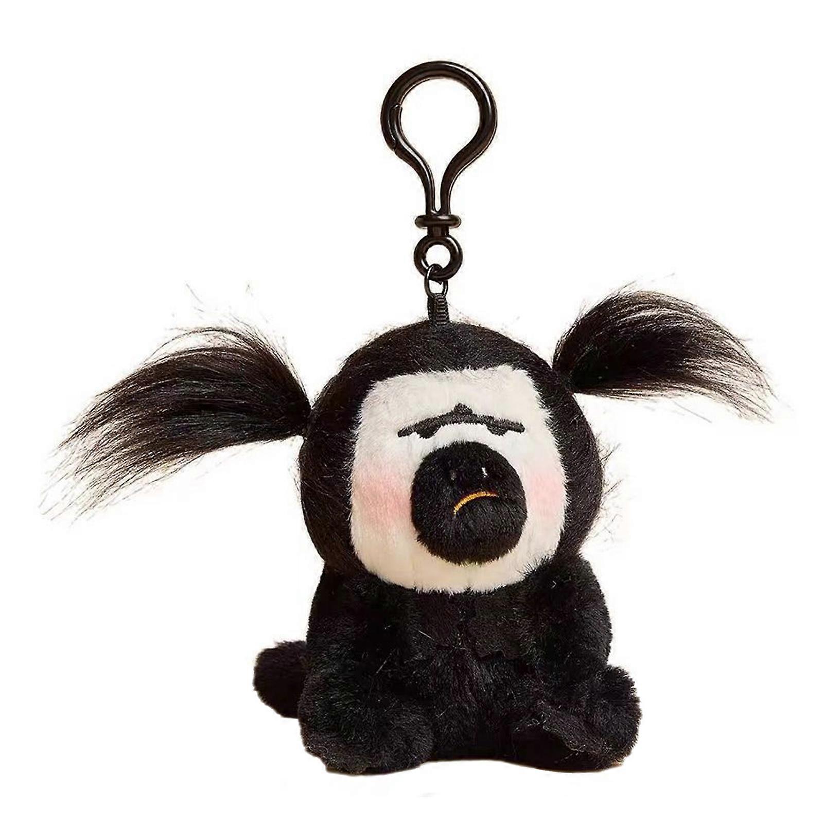 Backpack Charm Funny Ugly Doll, White-Faced Monkey Plush Keychain