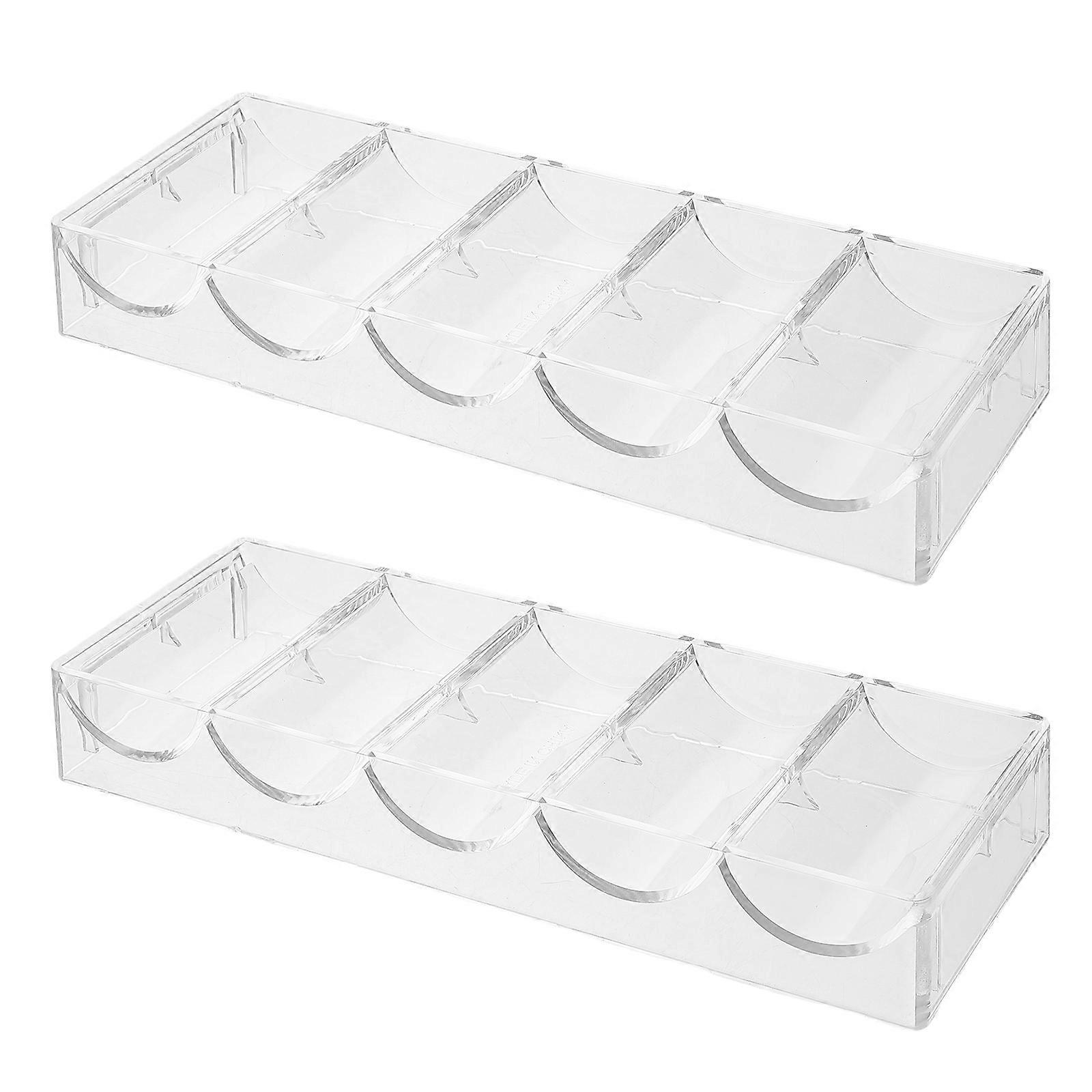 Clear Acrylic Poker Chip Tray for Home Use 2Pcs Chips Storage Case
