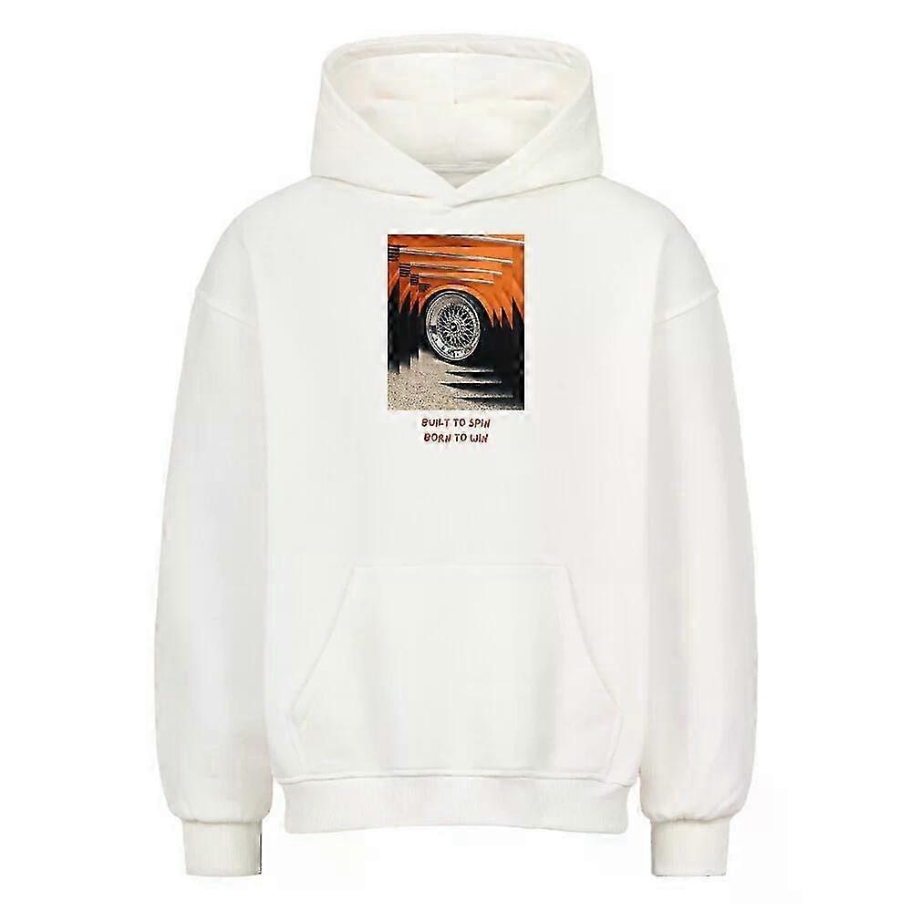 Built To Spin White Hoodie Pullover Rockinstone