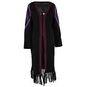 Dame Lange Cardigans Kabelstrikket Åben Front Overdimensionerede Kvaster Farveblok Overtøj Sweater Frakke Strikvarer Hvid XL