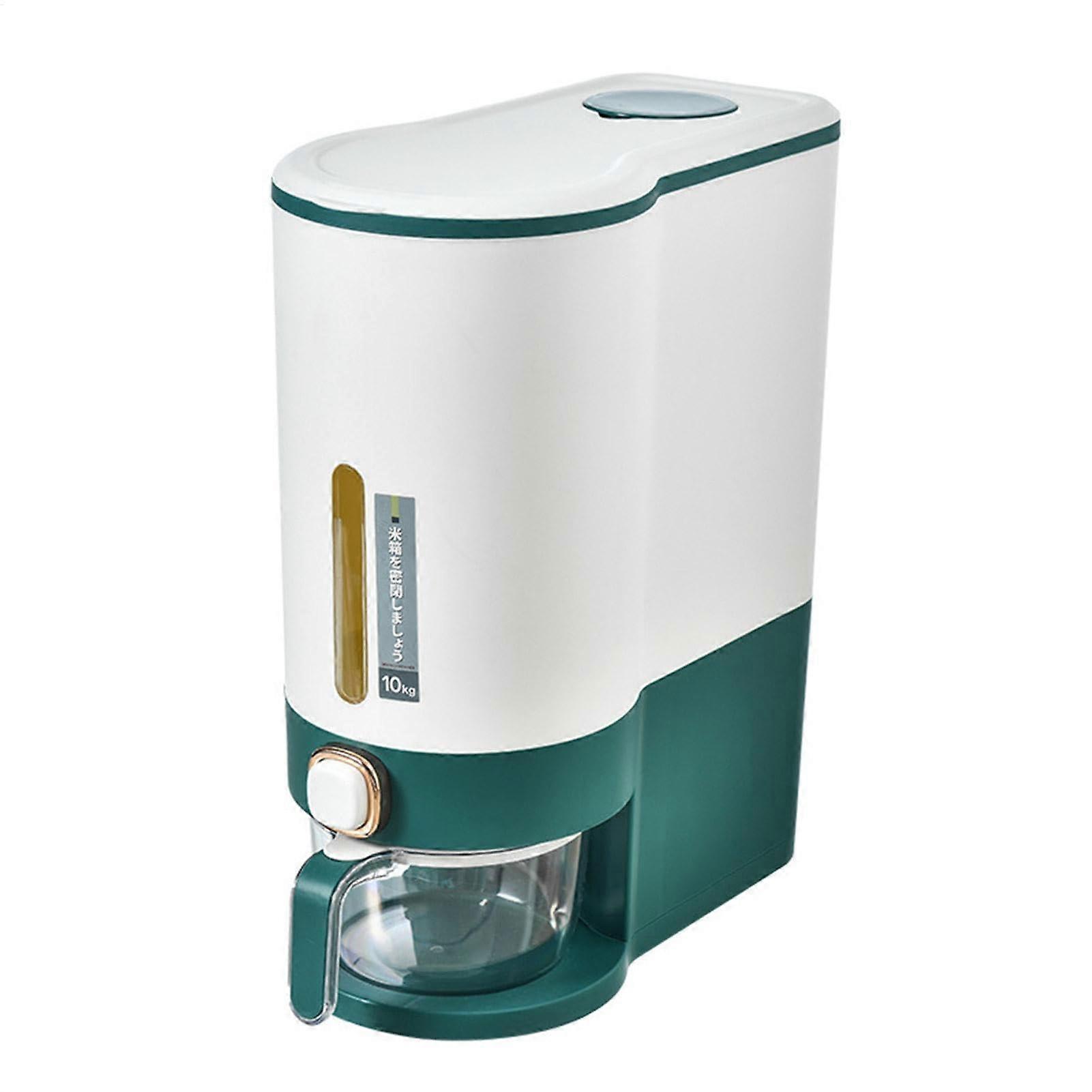 Rice Cereal Storage Container Dispenser, 5kg/10kg Capacity, PressType Cereal Dispenser Bucket, Pantry Measuring Cup