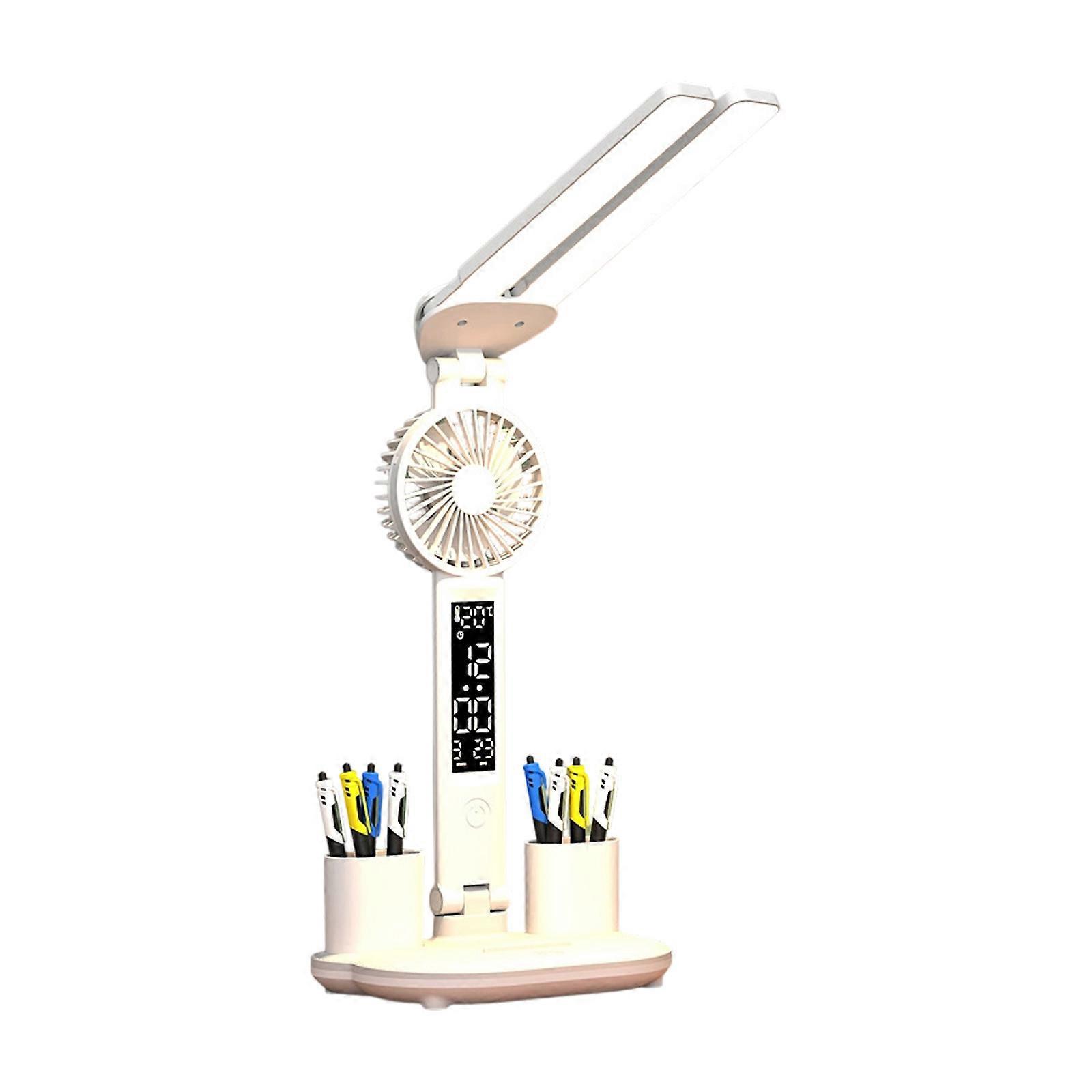 Modern Double Head Study Light with Storage Compartment USB Connectivity Adjustable Brightness Settings Plastic Texture  3