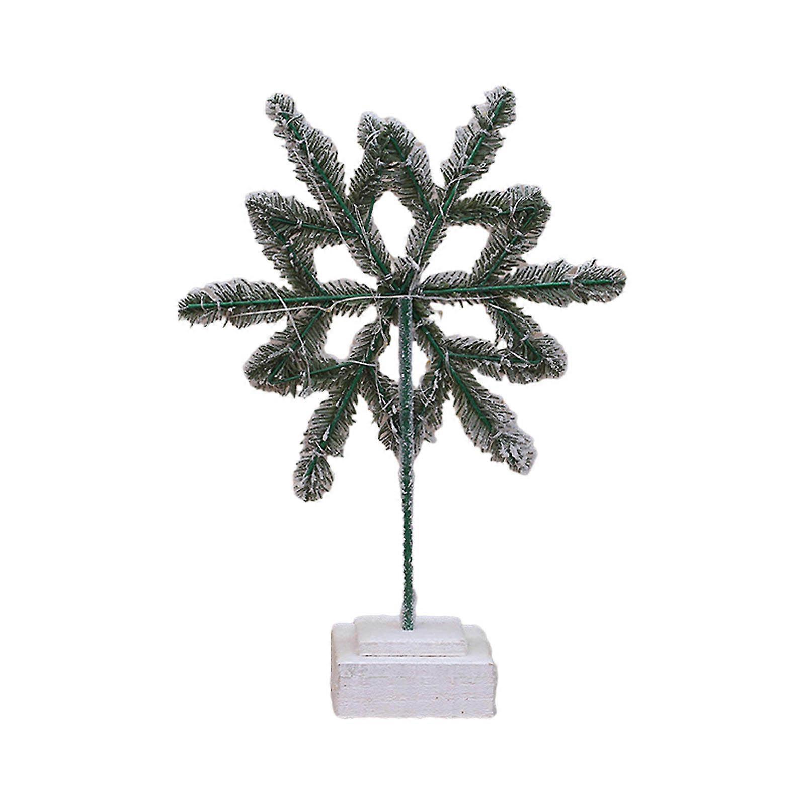 Flocking Christmas Tree Snowflake with LED Light Desktop Decoration Holiday Party Dining Table Decor 2024 New Year Gift Multicolor