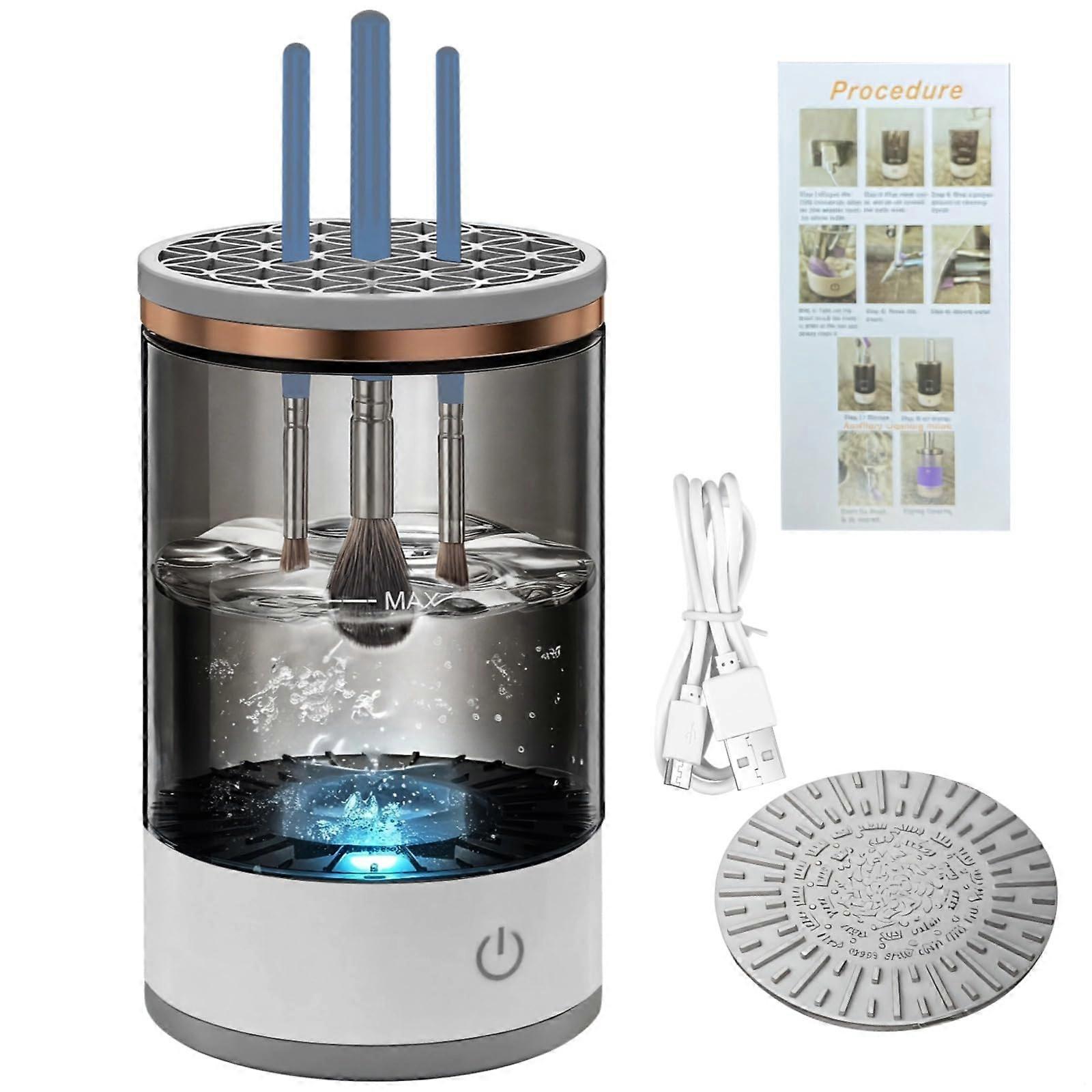 Automatic Makeup Brush Cleaner USB Rechargeable Fast Drying OneTouch Portable Black