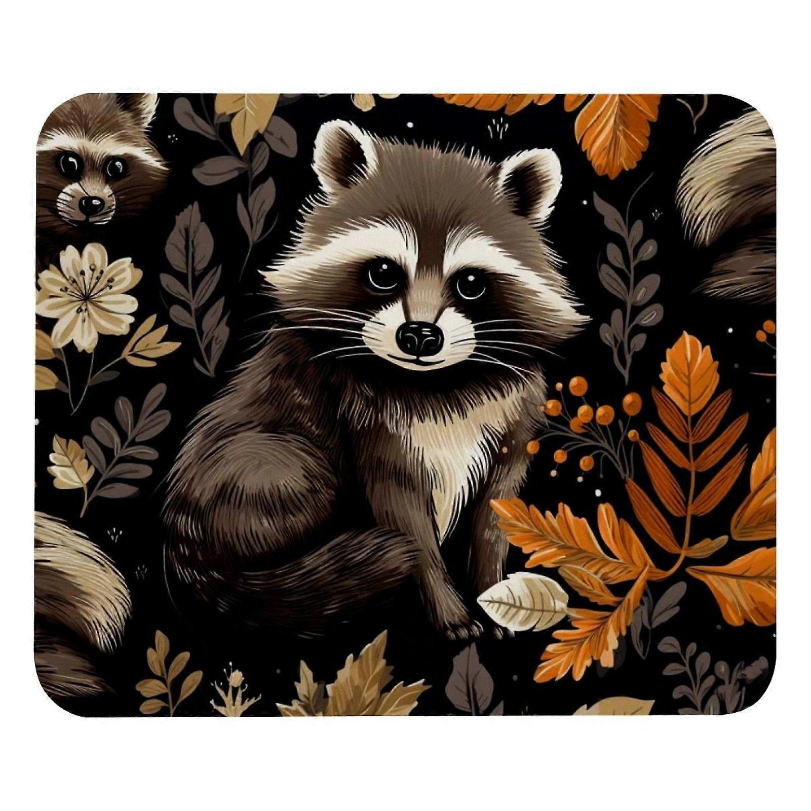 Podložka pod myš s kresleným čtvercovým listem mývalího listu, látková podložka pod počítačovou myš s pogumovanou základnou, 8,3x9,8 palce/21x25 cm