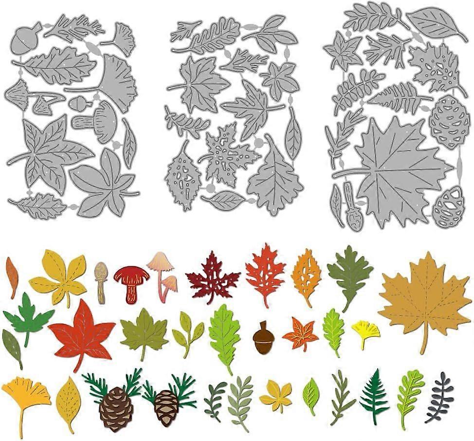 Autumn Leaves Metal Die Cuts Maple Leaf Ginkgo Cutting Dies Stencil Hazelnut Mushroom Embossing Scrapbooking Cuts Template for DIY Scrapbooking Craft 