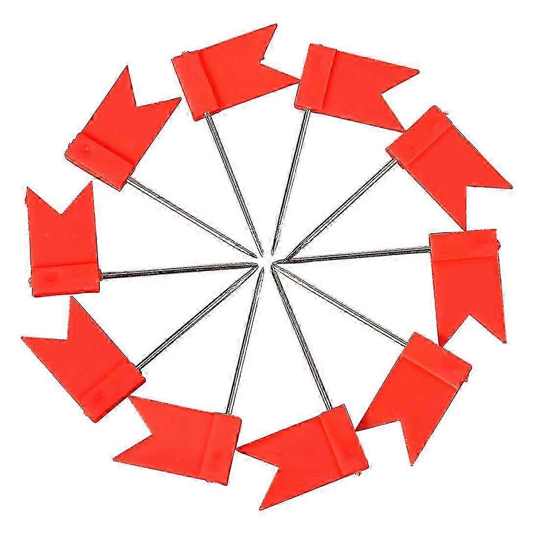 Map push pins for cork board - 100pcs flag shape red drawing pins