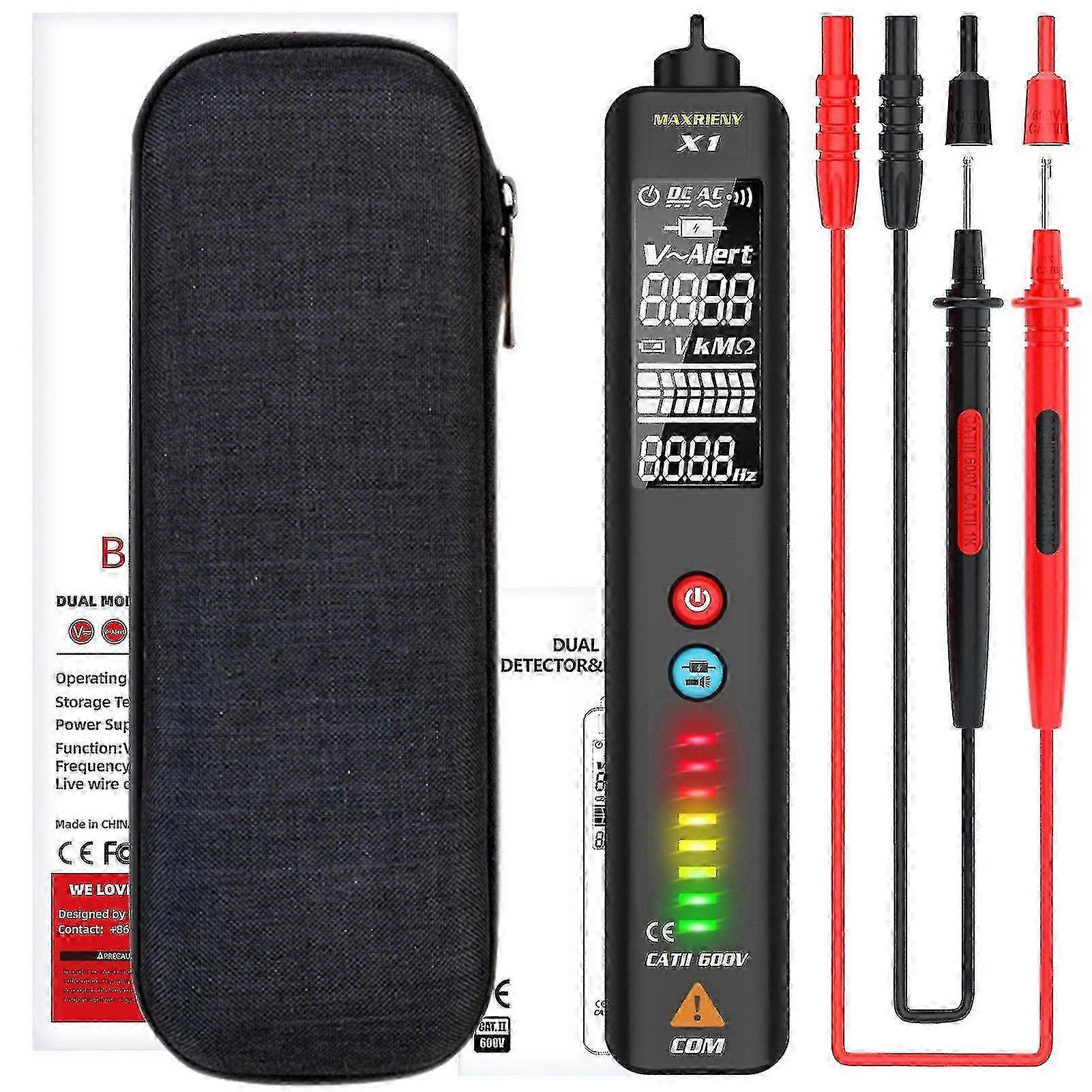 Maxrieny Lcd Dual Mode Voltage Detector Multimeter Tester With Led Indicators Breakpoint Locate Live Wire Indicate Utility Tools FT