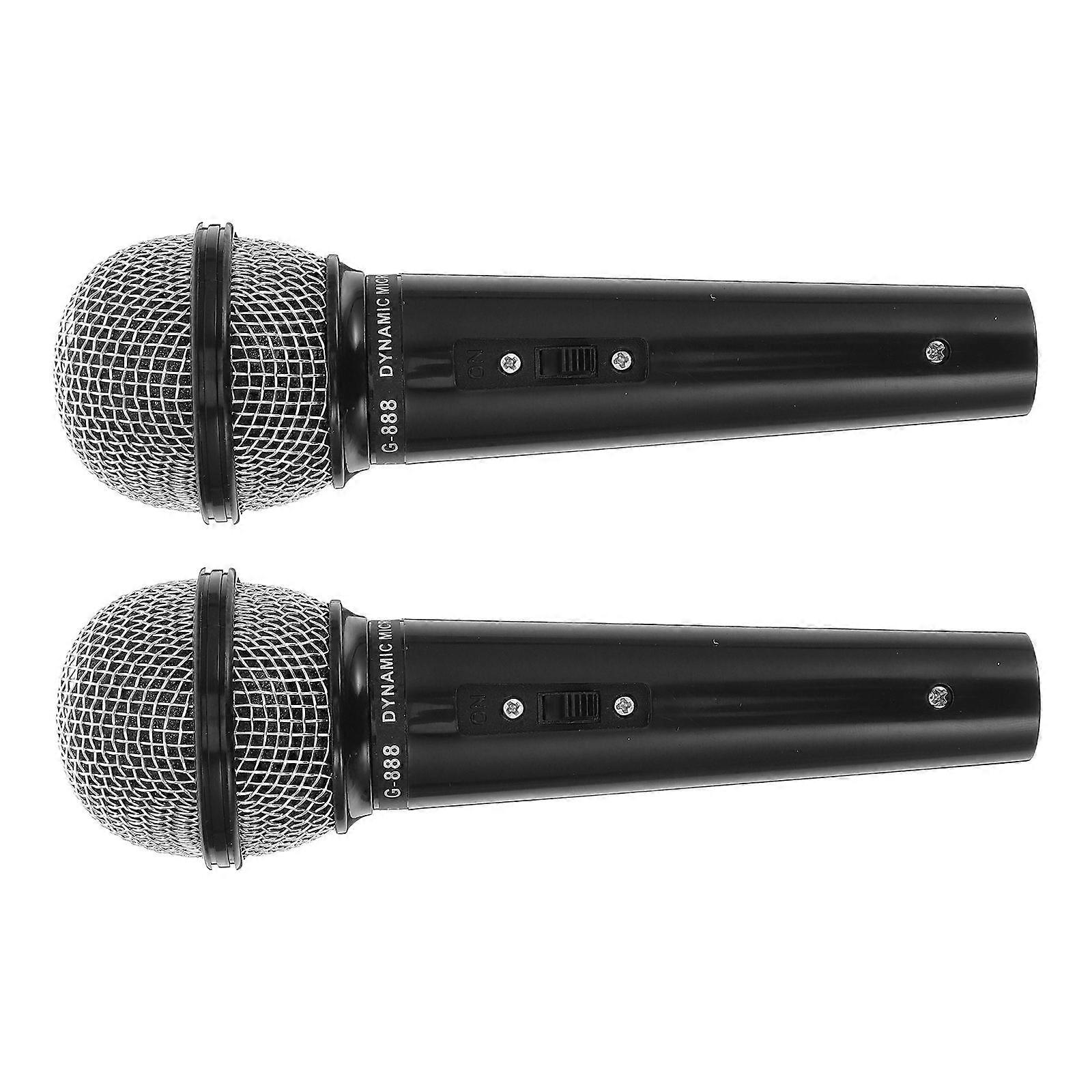 Plastic Simulation Microphone Toy for Kids Pretend Play 8Pcs Black Set