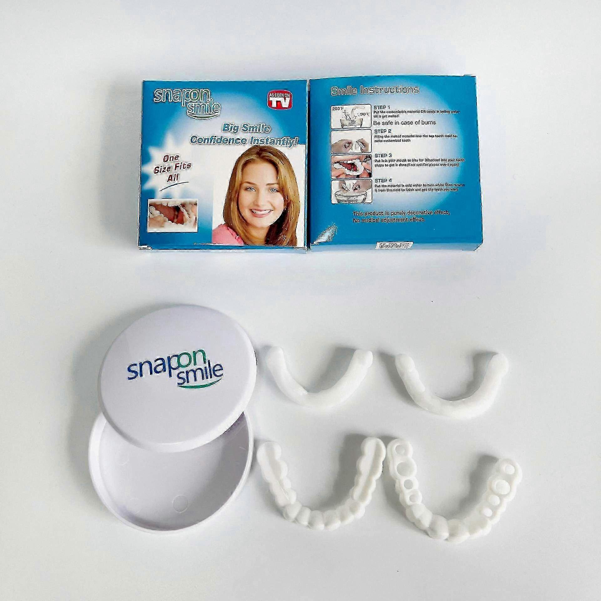 4-pack Snap On Smile tänder täcker kosmetiska tandblekningsfasader för tillfällig användning och speciella tillfällen