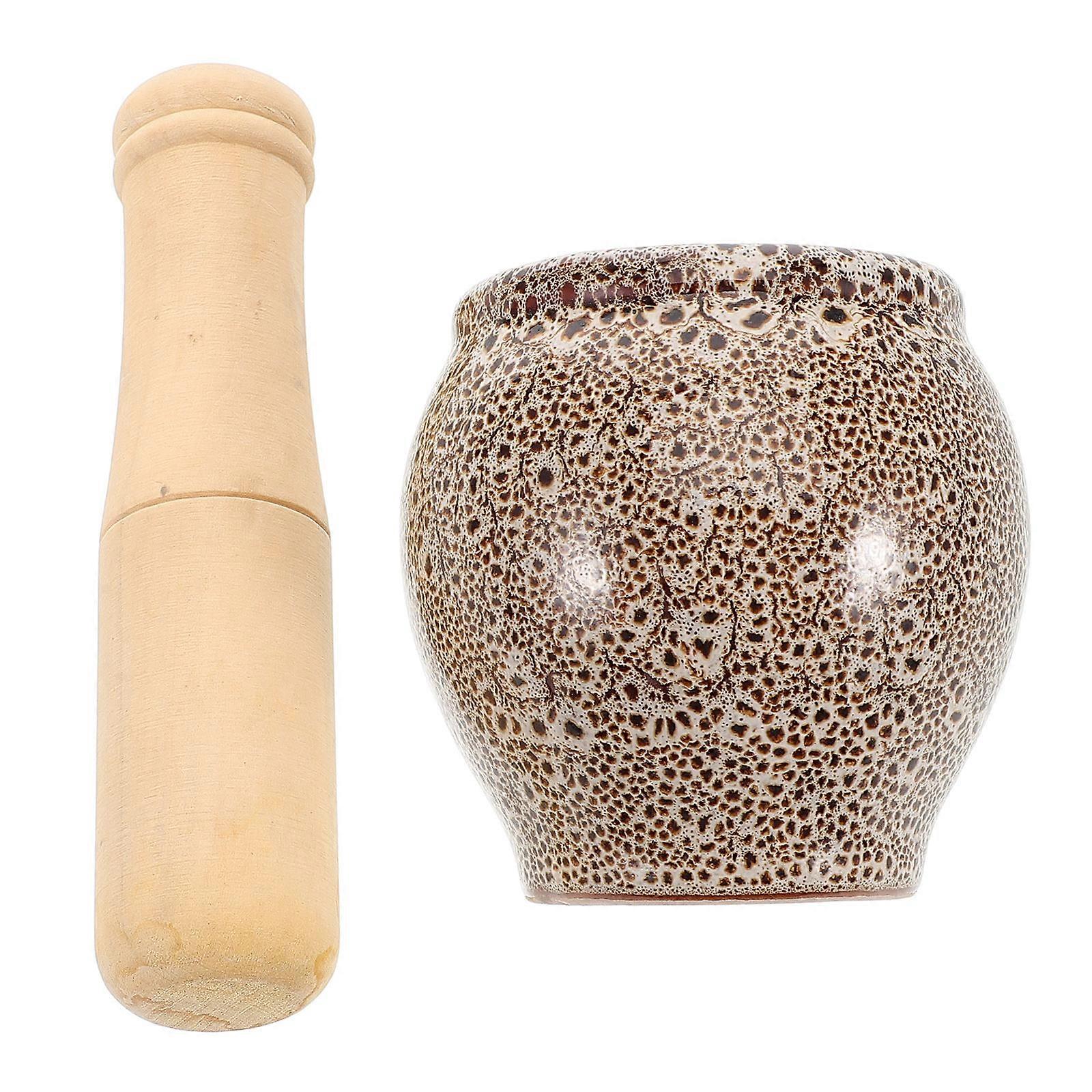 Manual Garlic Crusher Stone Tool for Kitchen Grinding 1Set