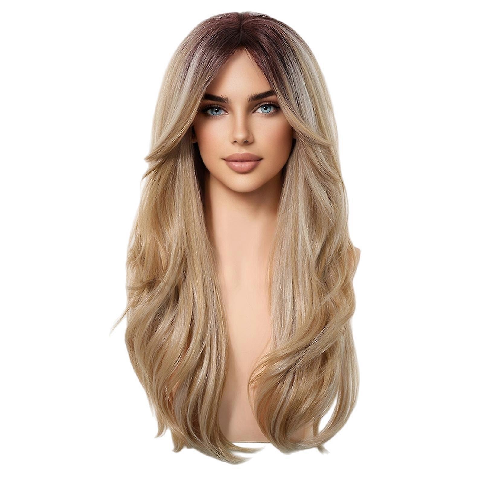 Blonde with Roots Glueless Synthetic Wig – Lightweight, Easy to Wear, For Natural Everyday Looks