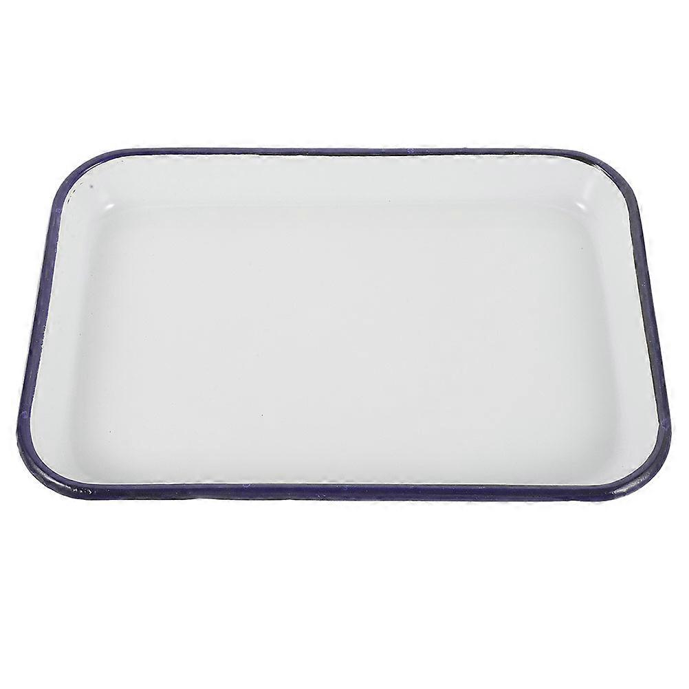 White Ceramic Enamel Baking Sheet Pan 2pcs Non stick Cookie Tray Rectangular Serving Dish for Oven Kitchen