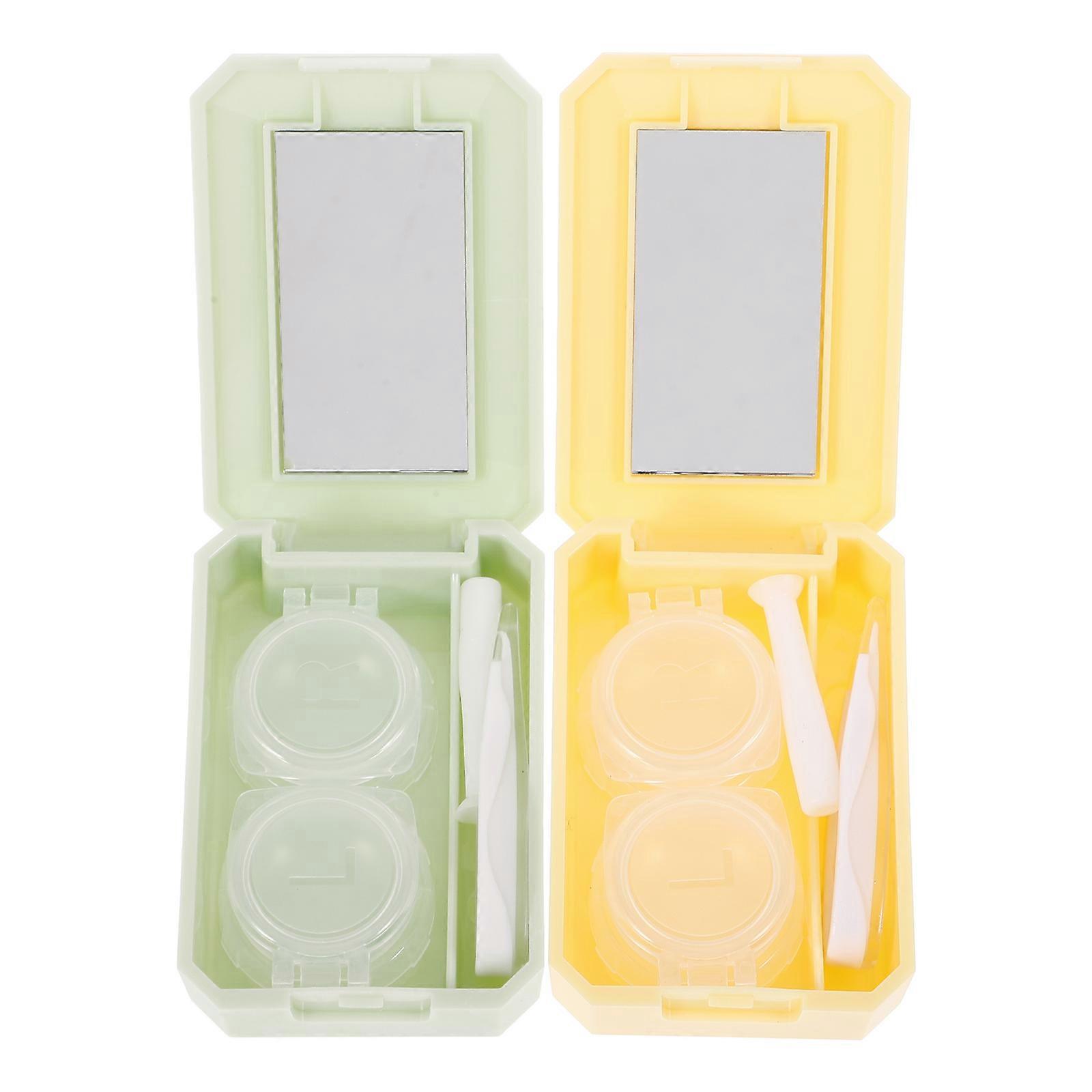 Camera Lens Case Bag Travel Contact-Lens to Open Green 2 Sets