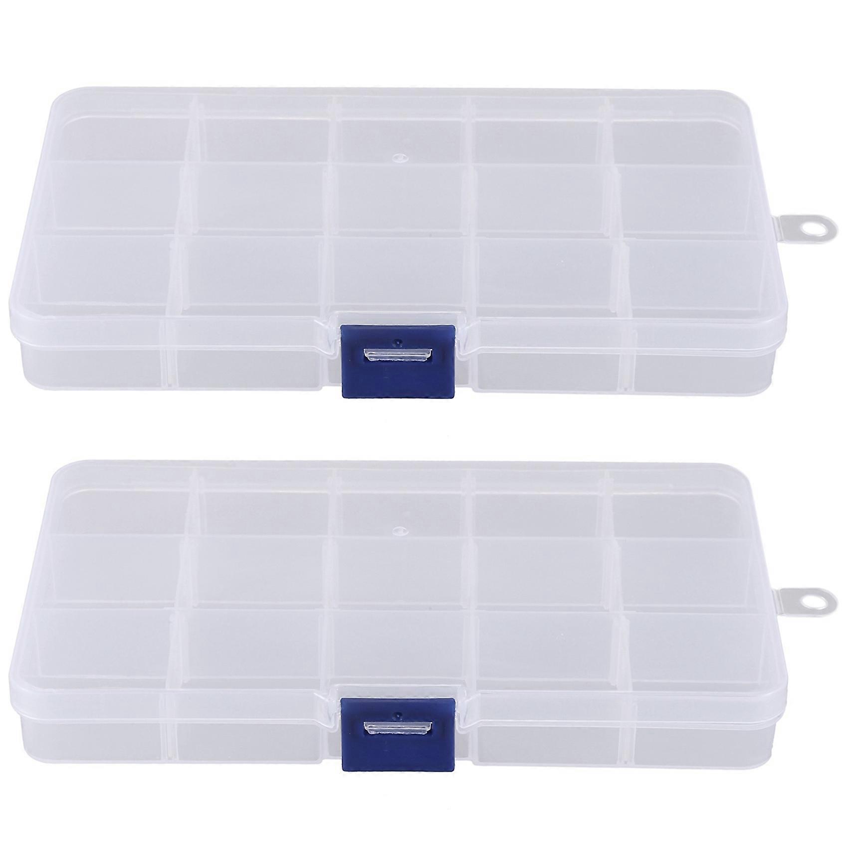 2X Electronic Components 15 Slots Detachable Plastic Cases Boxes