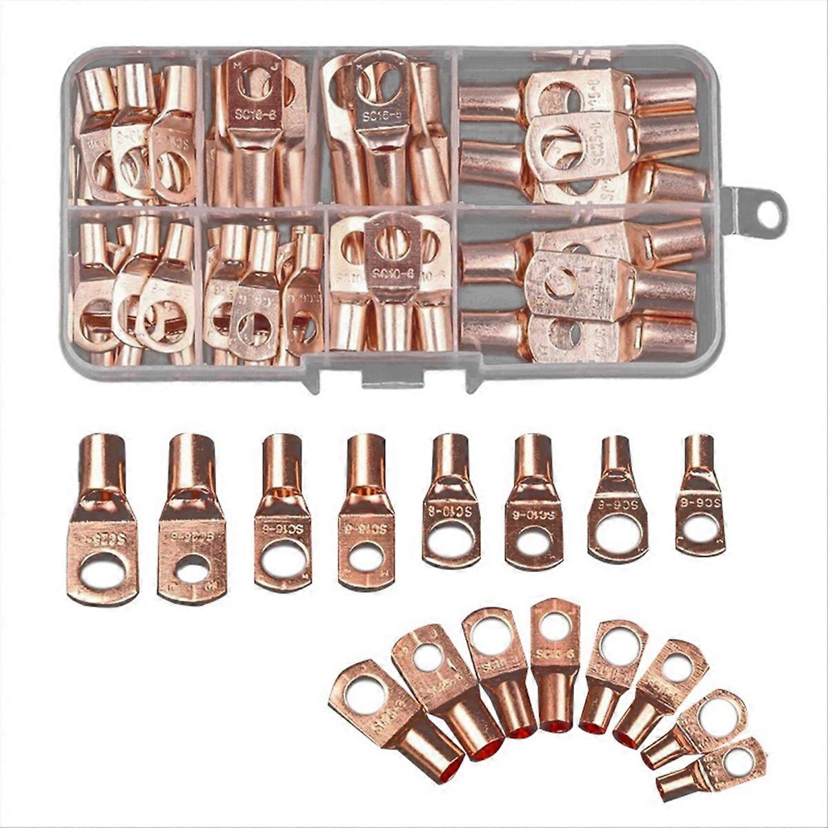 70pcs Wire Lug Connector Ring SC6-25 Copper Connectors Bare Cable Kit