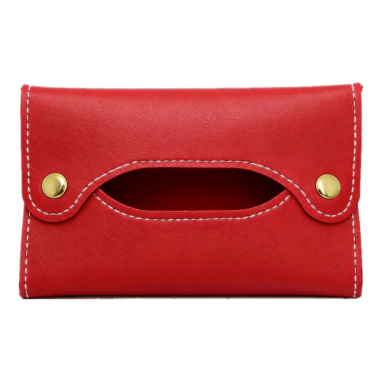 Leather Tissue Holder Soft Travel Pouch Pocket Purse for Daily Essentials and OntheGo Use Red