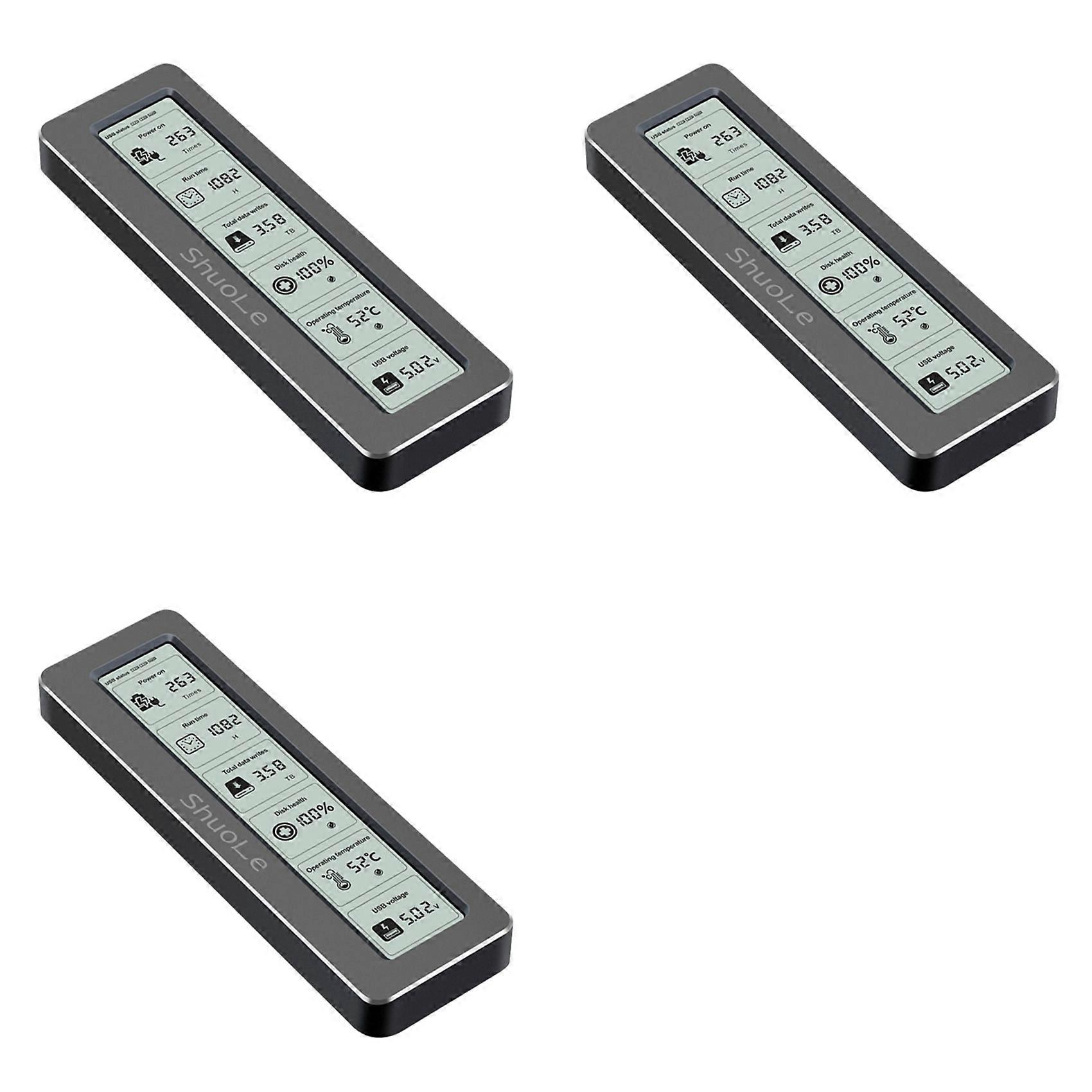 3X SHuoLe M. 2 NVME/NGFF Dual Protocol SSD Enclosure with Display Screen Health Detection Type-C 3.2 10Gbps
