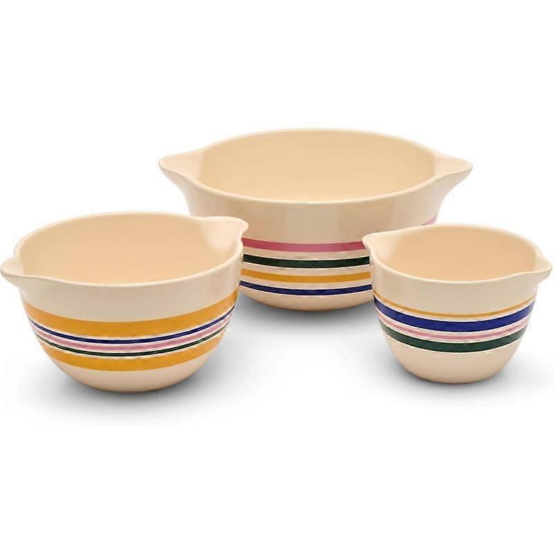 Stir Crazy (Striped) | 3- Stackable Ceramic Mixing Bowl Set | Dishwasher, Freezer & Microwave-Safe |  for Baking, Serving & Mixing | Nesting