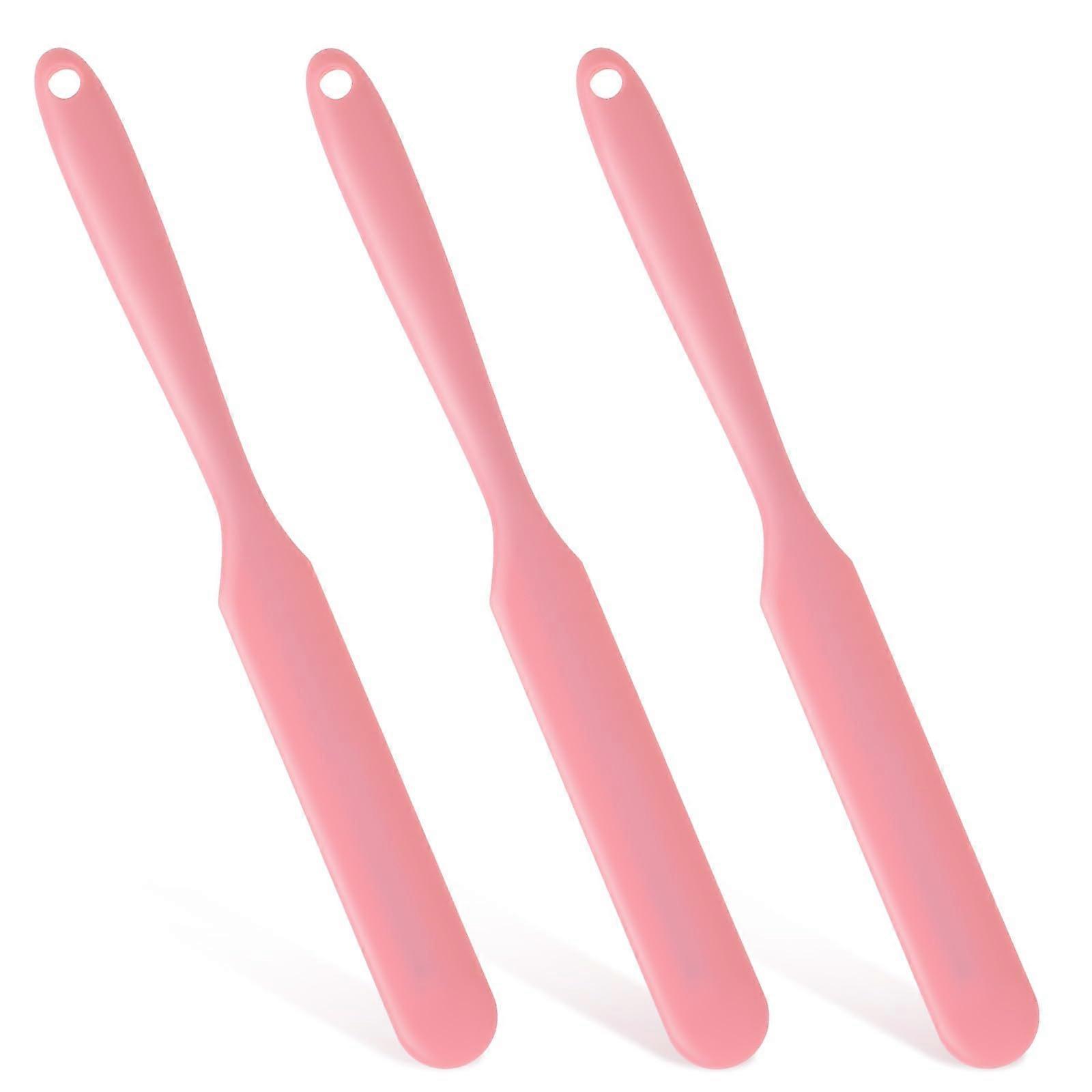 3PCS Silicone Wax Spatula Set for Hair Removal, NonStick Reusable Applicator Sticks, Pink 9.4'