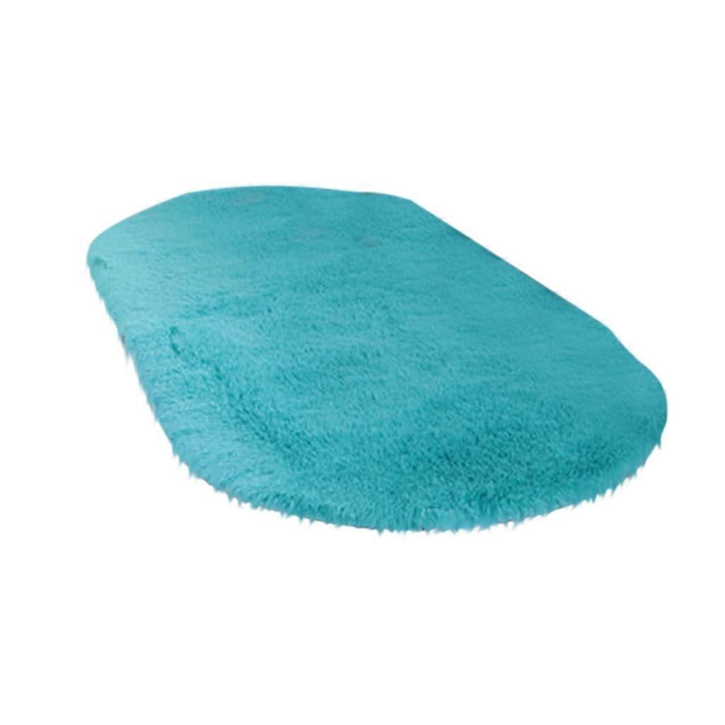 JWDX Solid Blue Polyester Bath Rug, 23.6'' x 15.7'', Non Slip